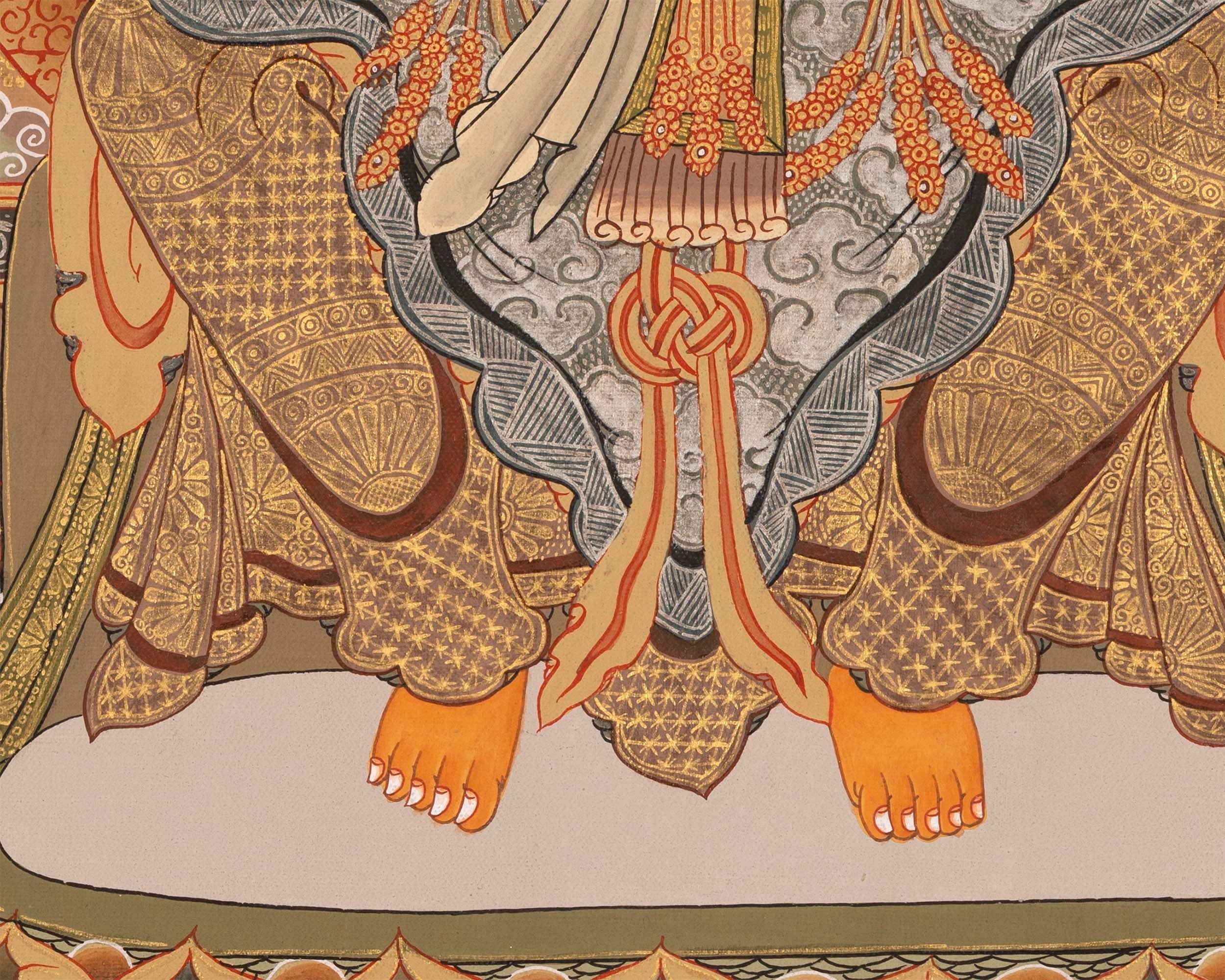 Maitreya Buddha Thangka | Original Handpainted Tibetan Art | Wall Hanging Decor