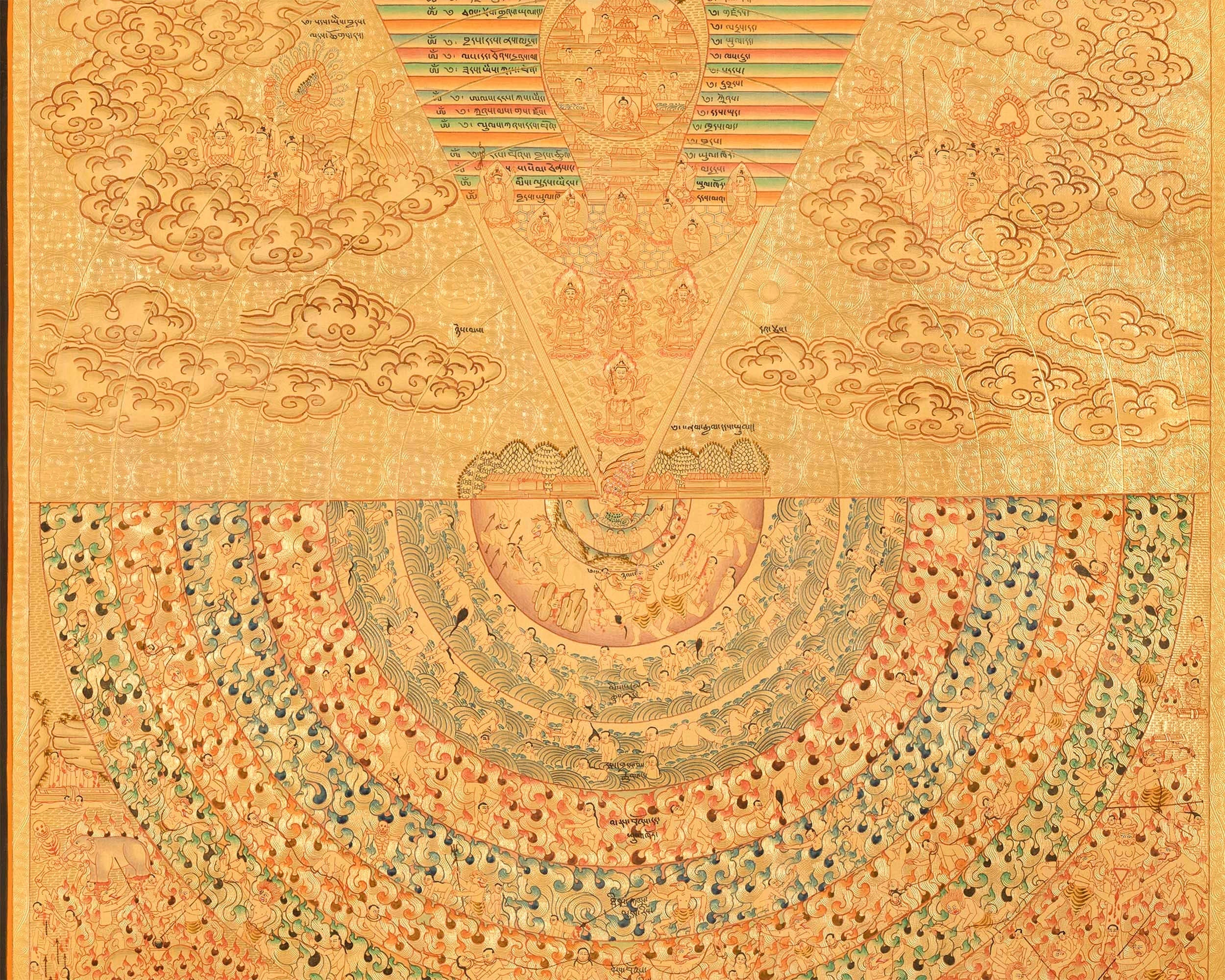 Golden Cosmic Mandala Set | Original Hand Painted Tibetan Mandala Thangka | Yoga Meditation Canvas Art for your Peace and wellbeing