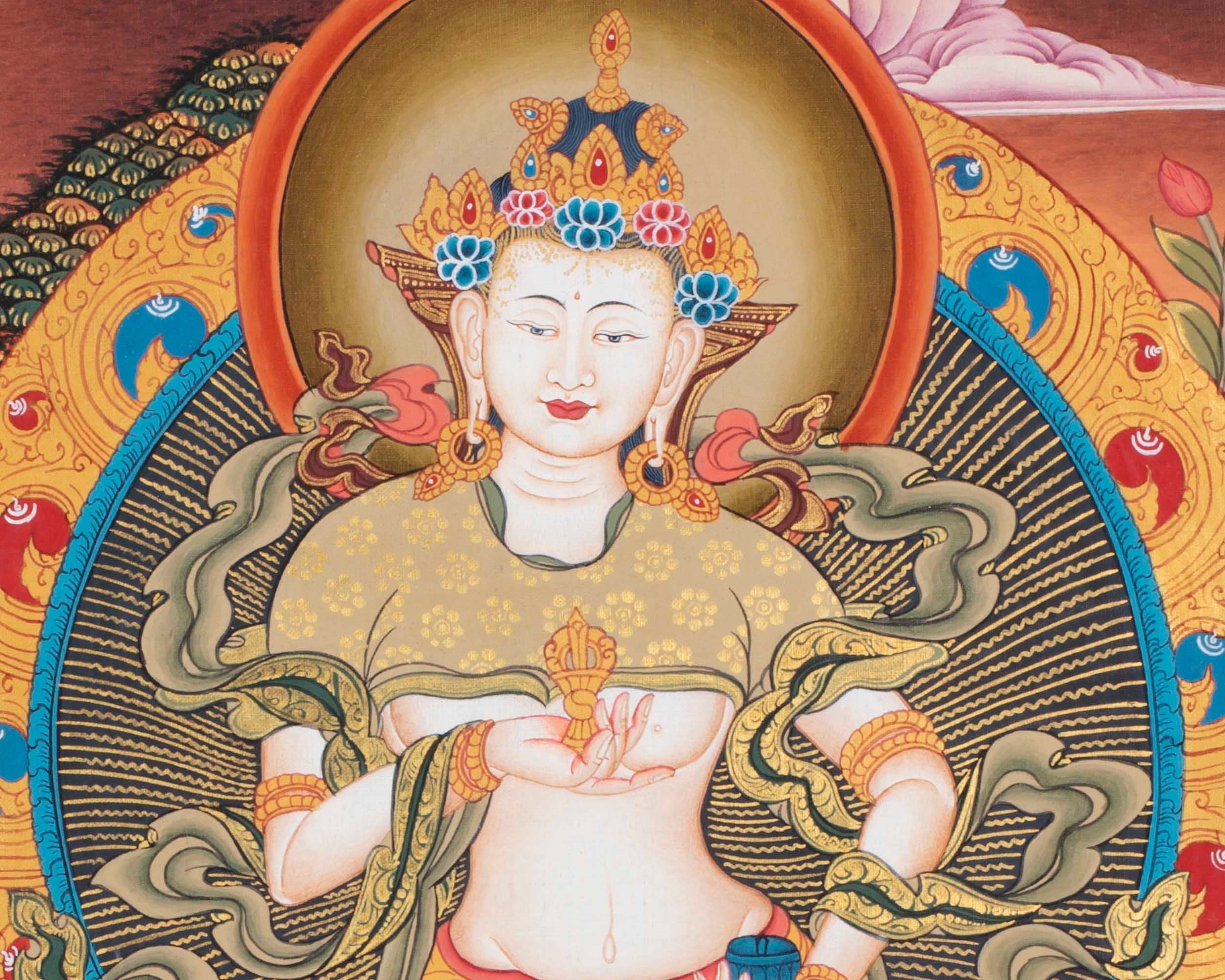 Hand Painted Vajrasattva Thangka | Original Dorje Sempa Wall Painting