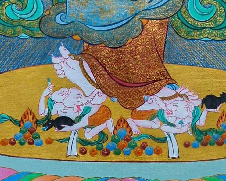 Six-armed White Mahakala | Hand painted Thangka | Himalayan Tibetan Buddhist Art