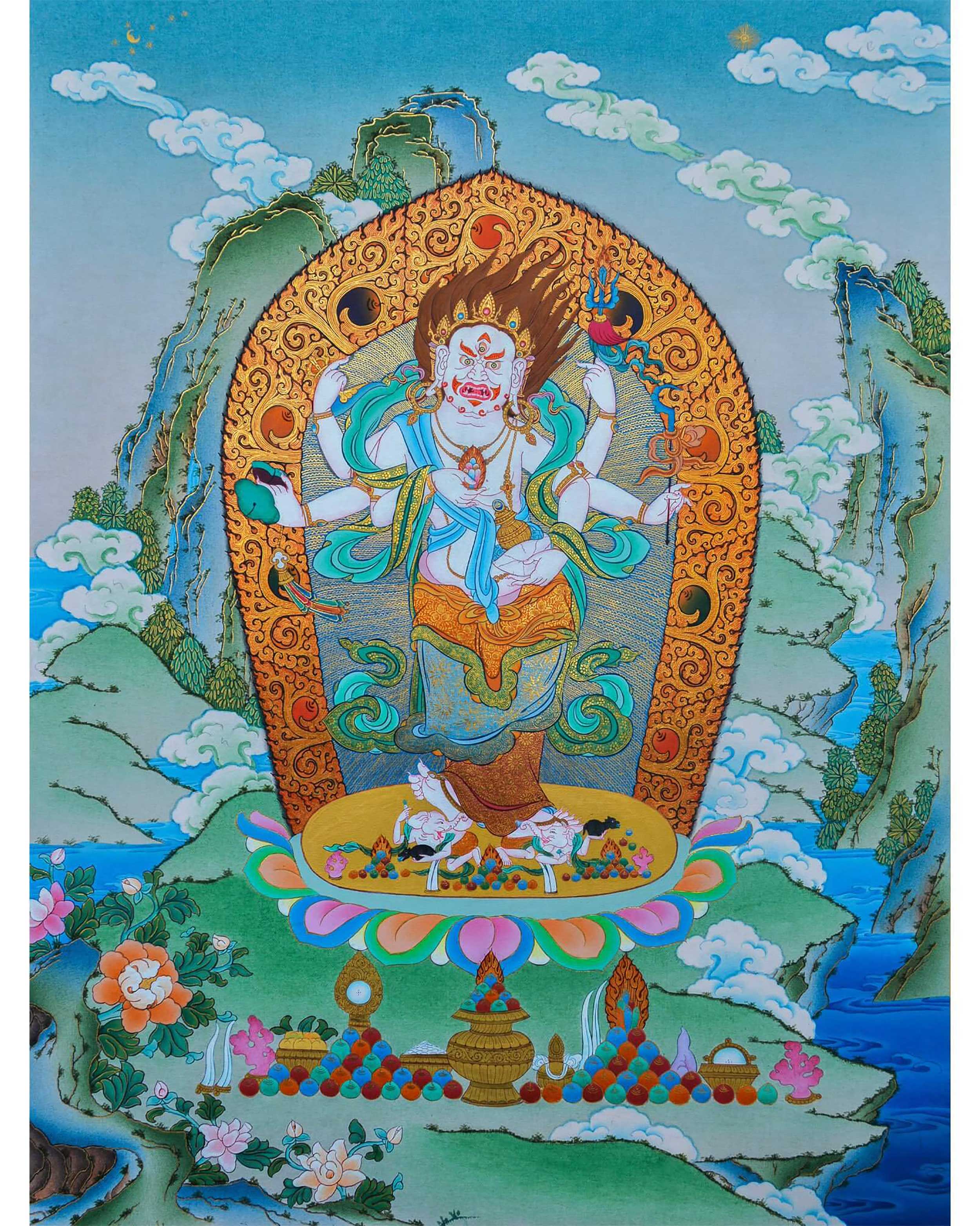 Six Armed White Mahakala Thangka