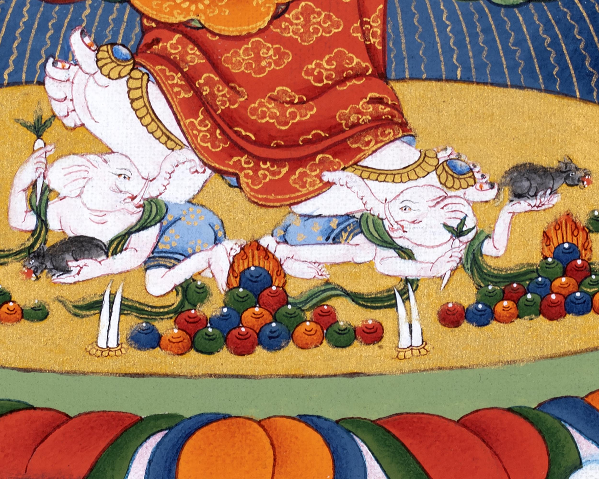 White Mahakala Thangka | Traditionally Hand painted Six-armed Mahakala