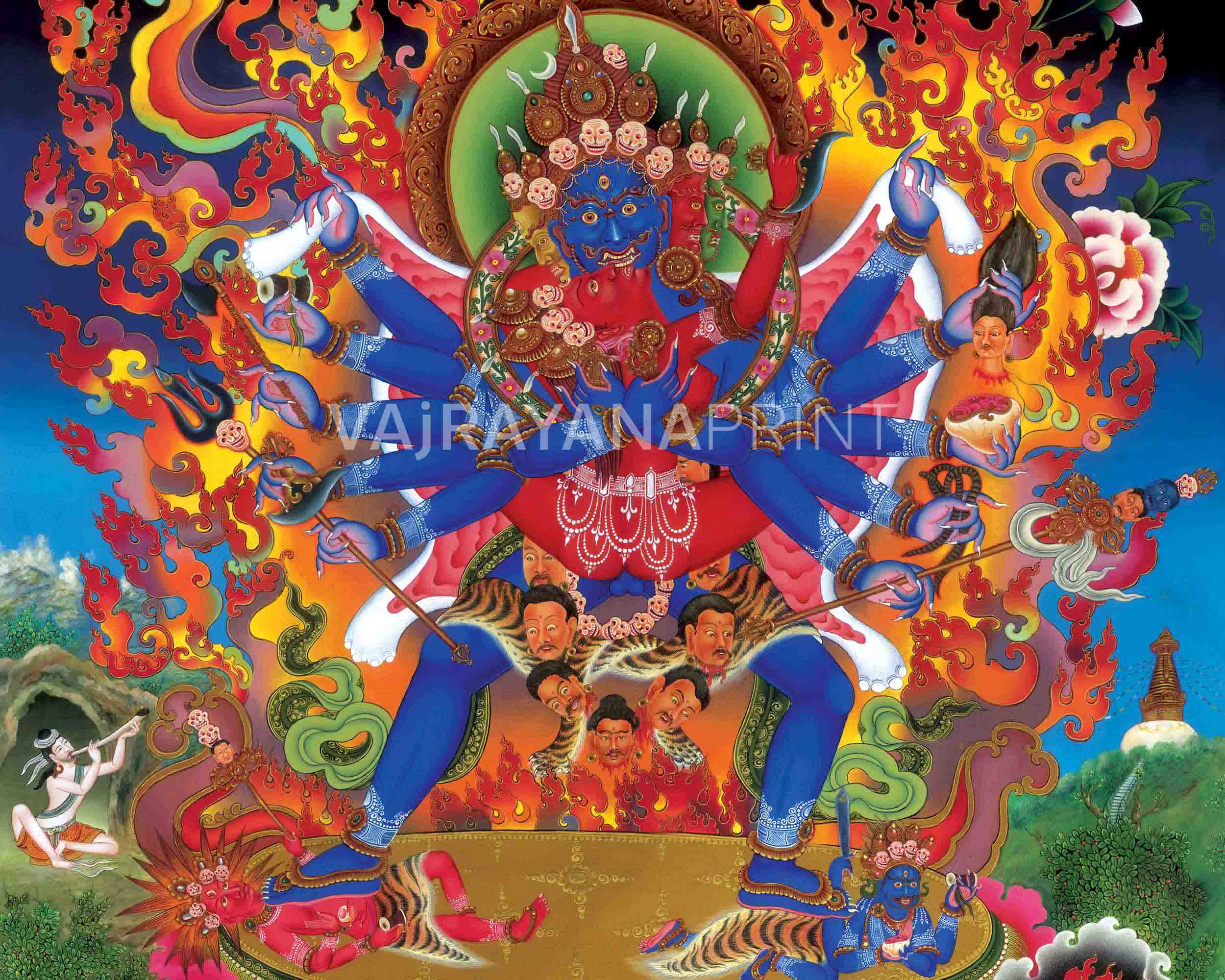 Tibetan Chakrasambhara Thangka Prints | Wrathful Deity Digital Print