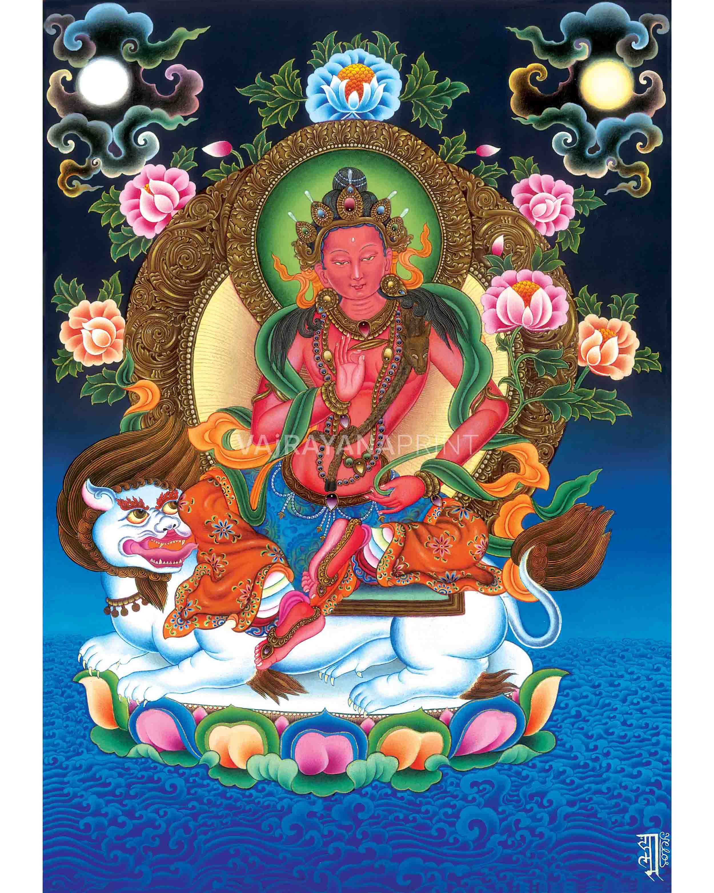 Traditional Himalayan Red Tara Thangka Print | Thangka Prints For Home Decor
