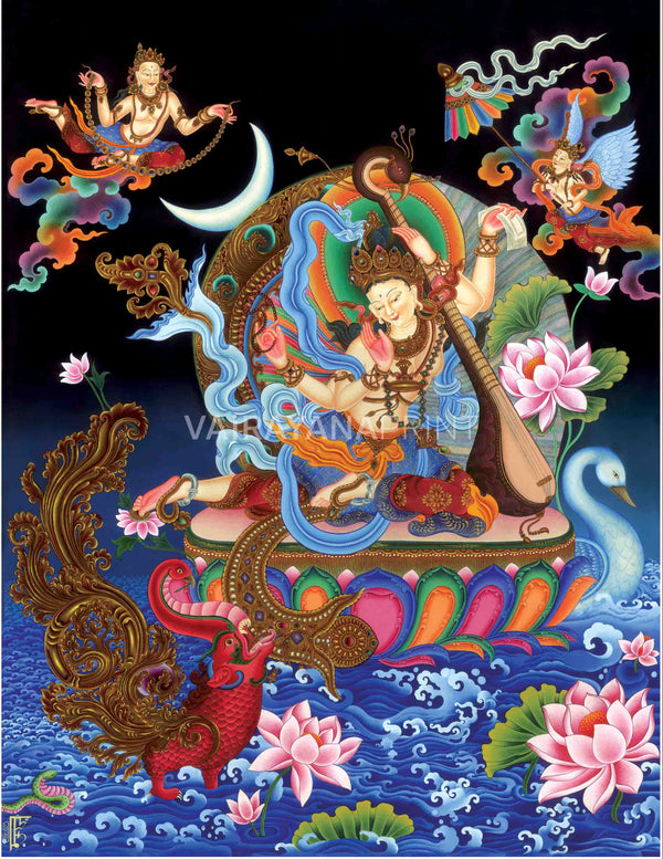 Goddess Saraswati Tibetan Buddhist Print | Buddhist Art For Home Decor