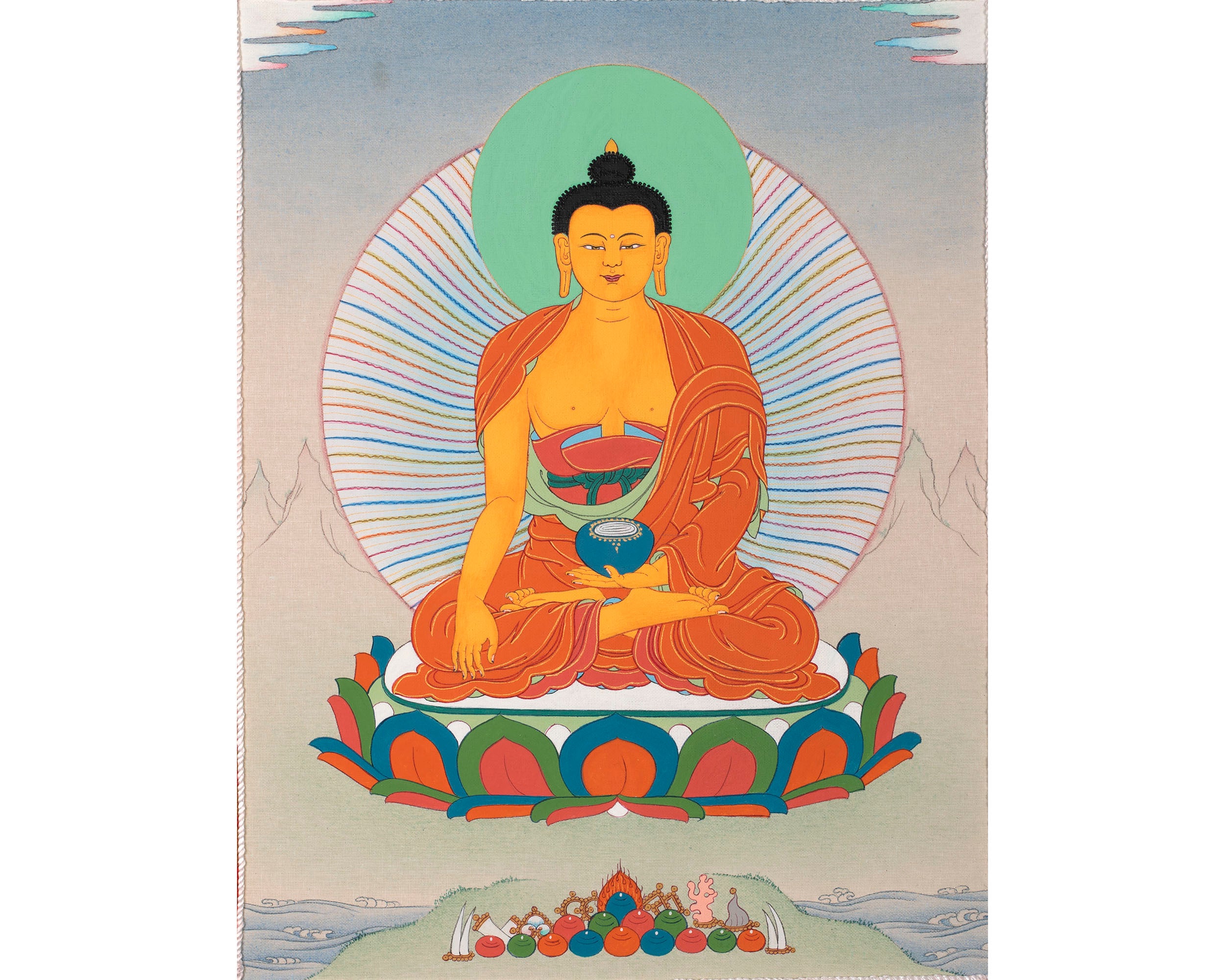 Shakyamuni Wall Scroll Painting | Buddha Brocade | Buddhist Thangka