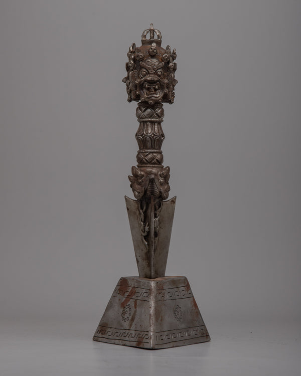 Iron Phurba Dagger with Stand | Tibetan Buddhist Tantric Practice