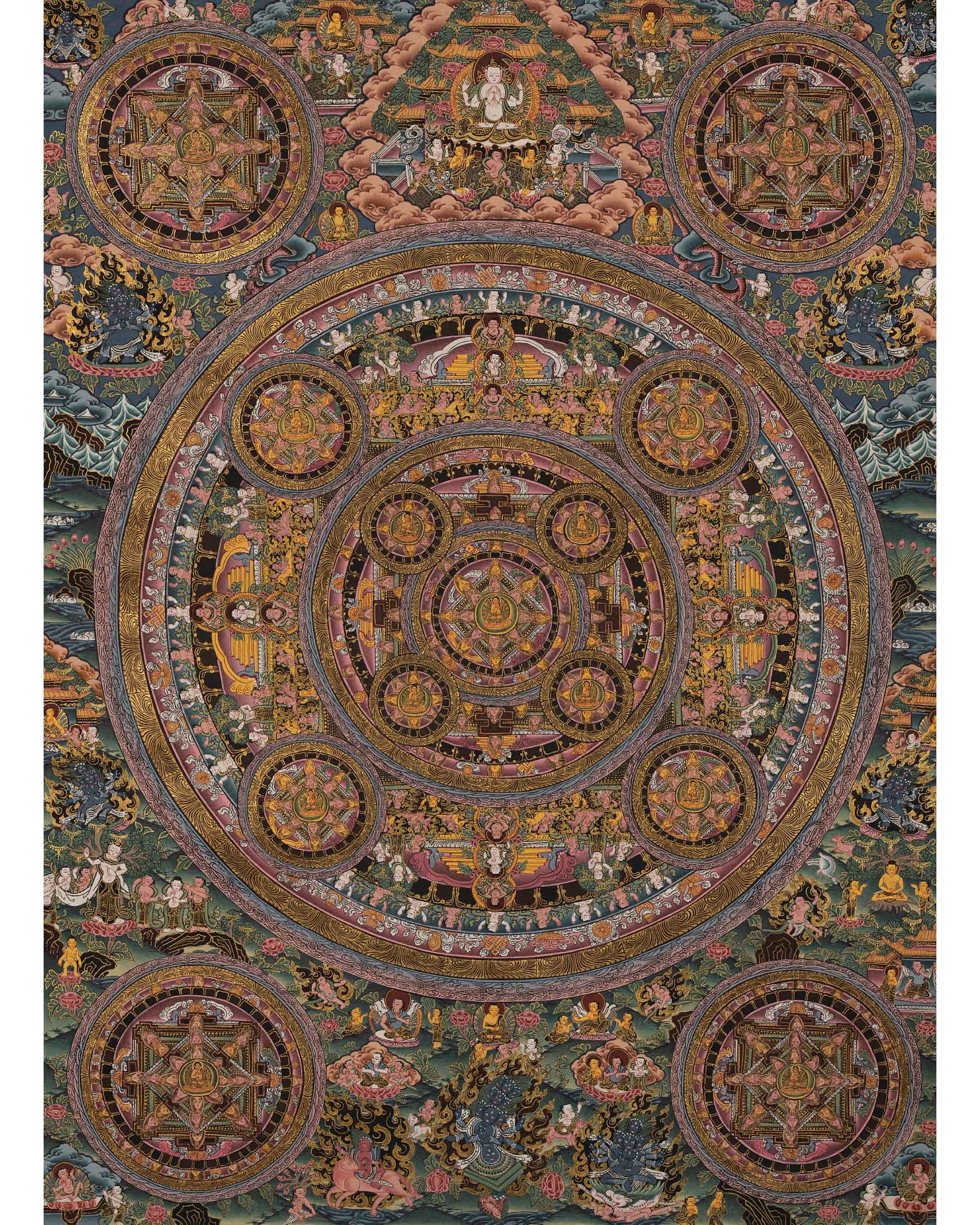 15 Mandala Thangka for Samatha Meditation Practice | Old Thangkas From late 20th Century