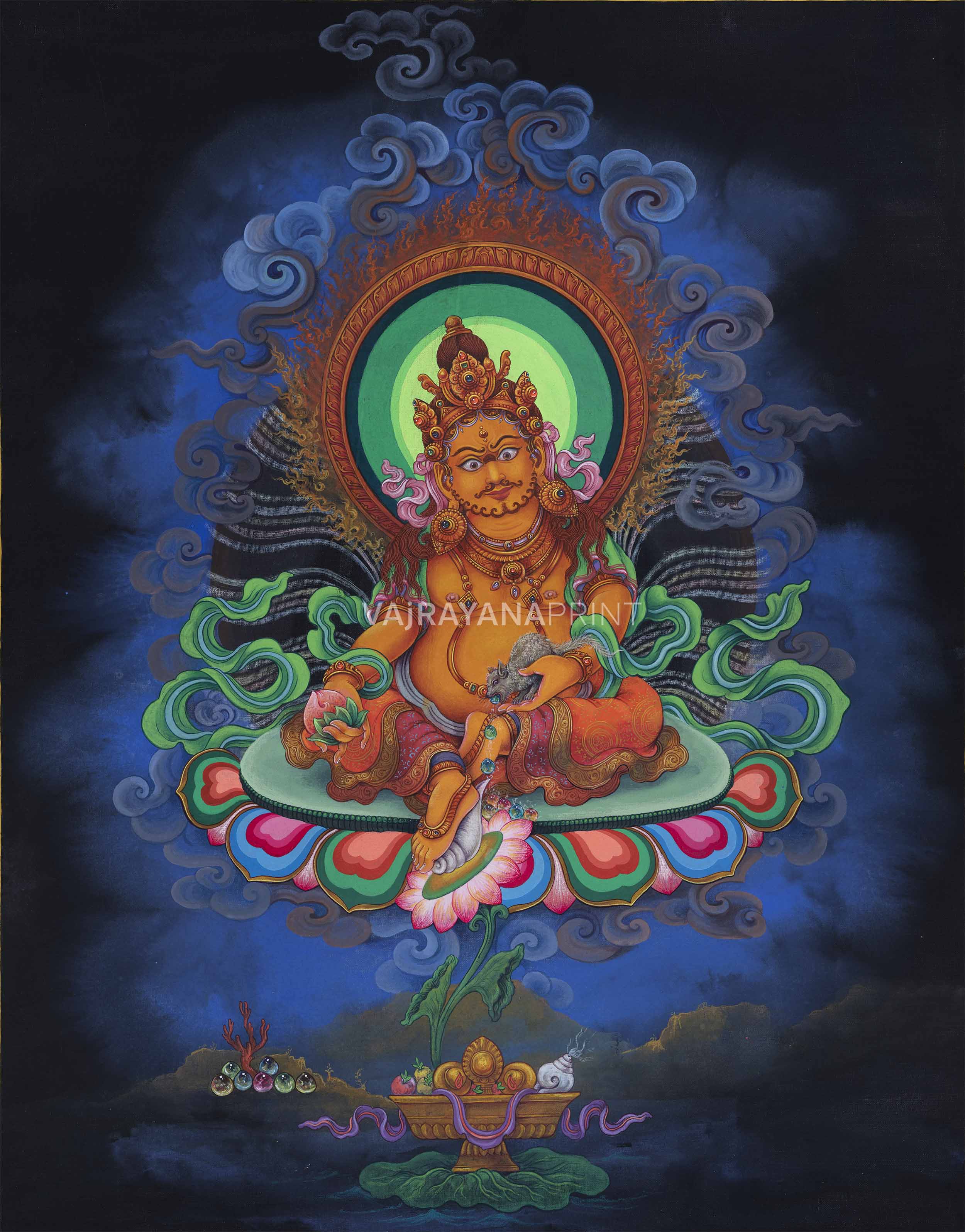 The God Of Wealth, Jambhala Thangka Print