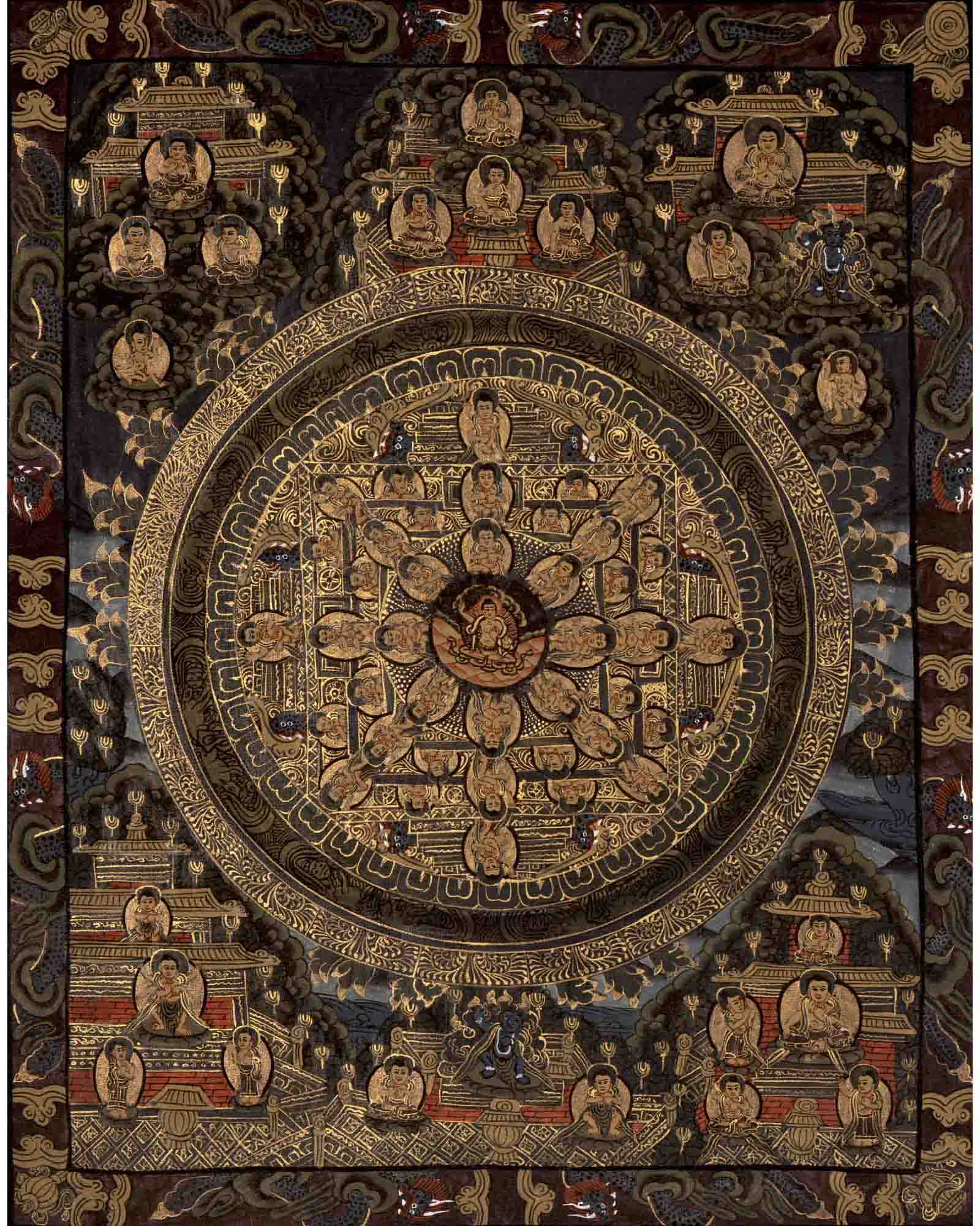 Traditional Manjushree Mandala Thangka | Tibetan Buddhist Handpainting