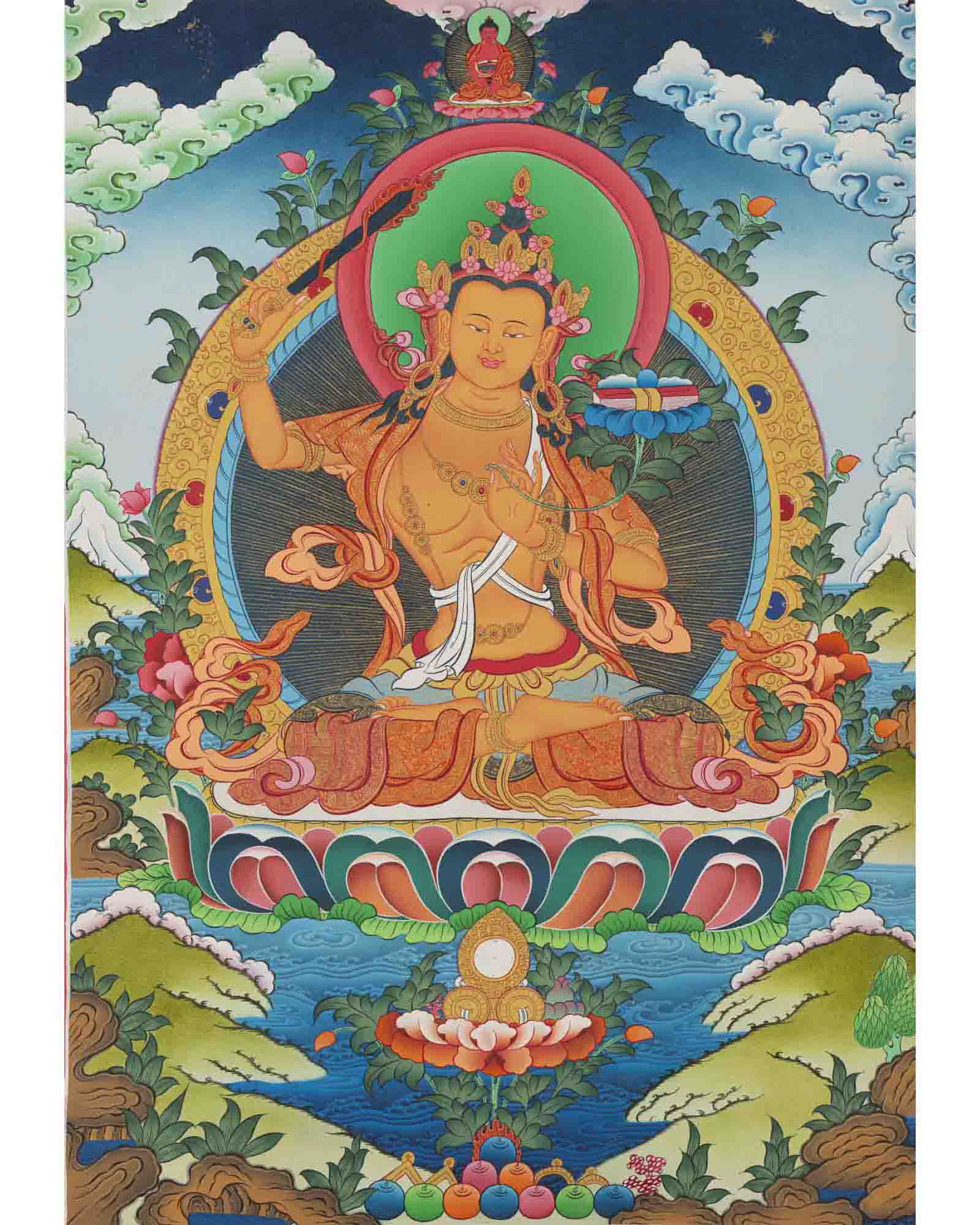 Hand-painted Manjushree Thangka | Wall Decoration Painting