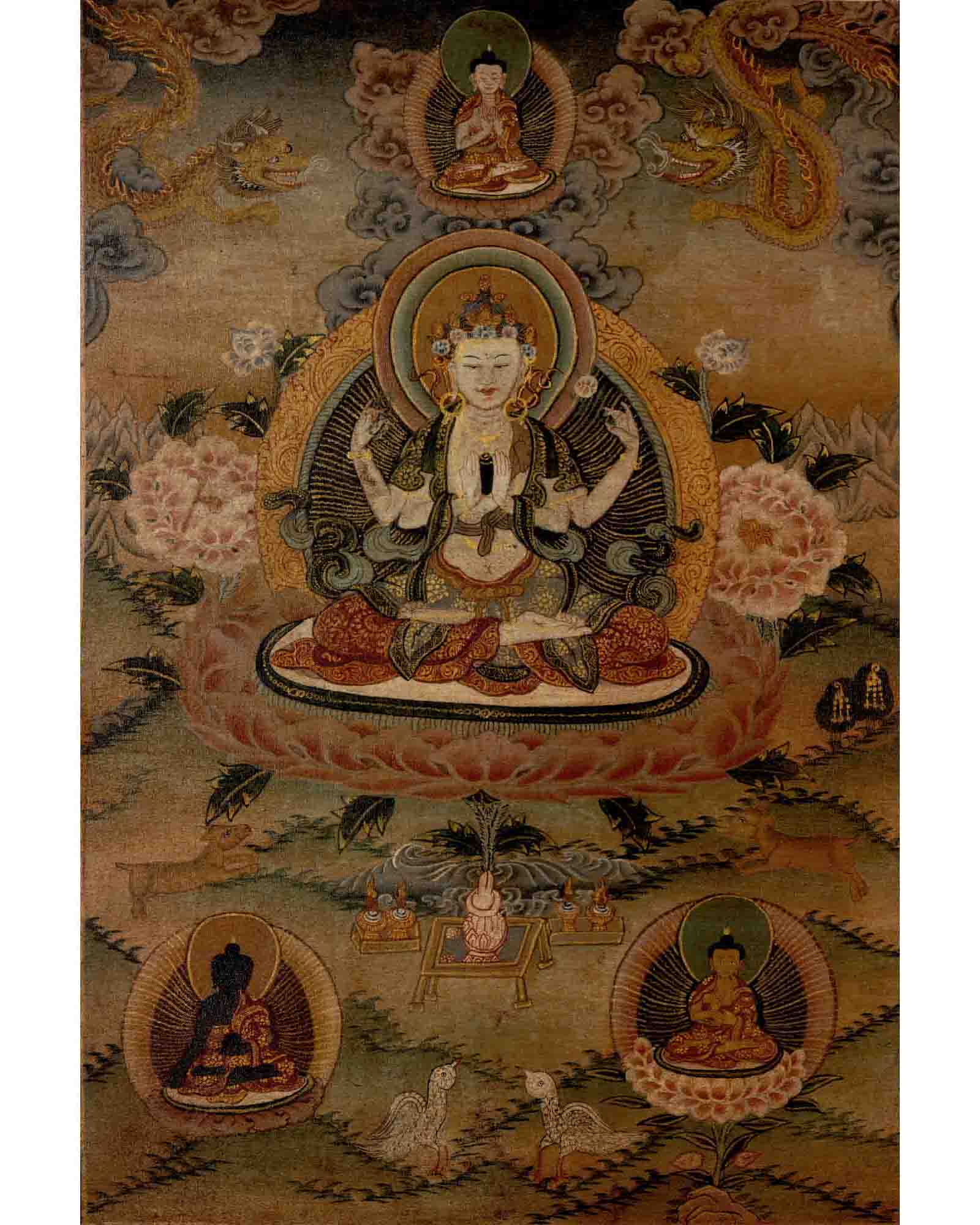 Chengrezig Avalokitesvara Thangka | Wall Decoration Painting