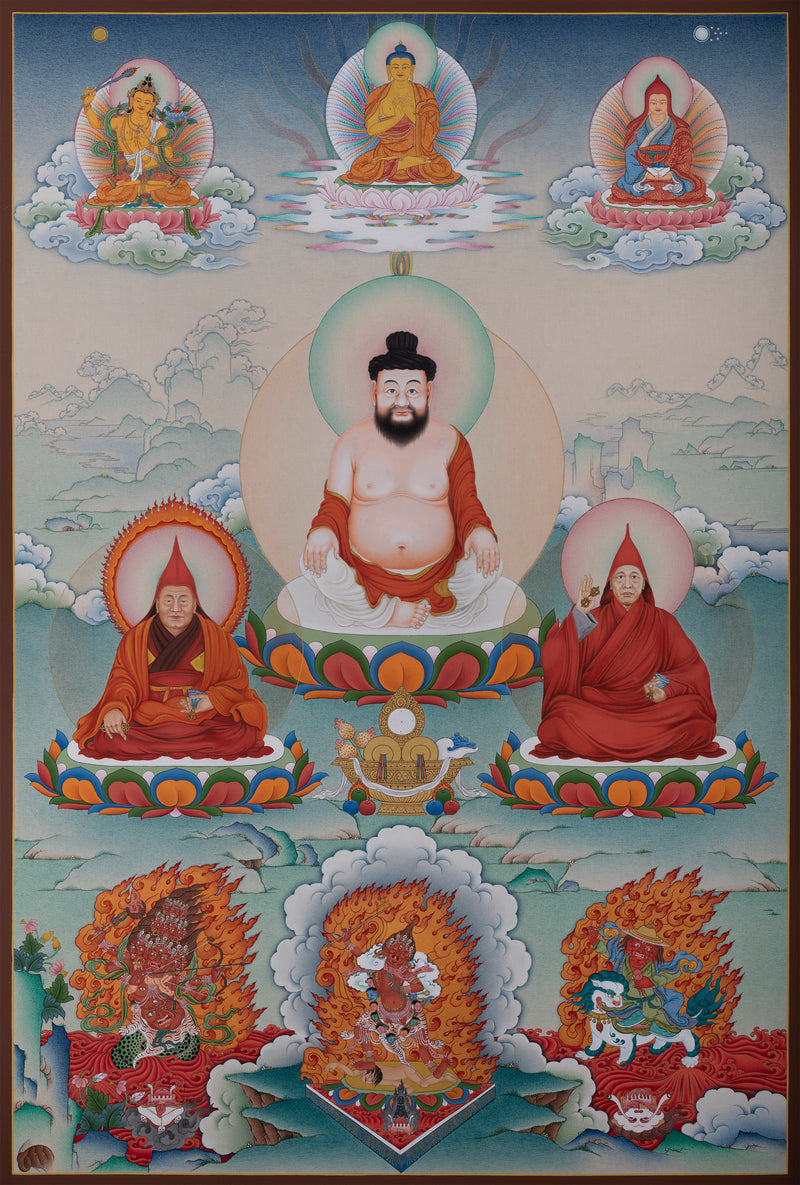 Interesting Lineage Guru Thangka: Drupchen Jho Rigdzin