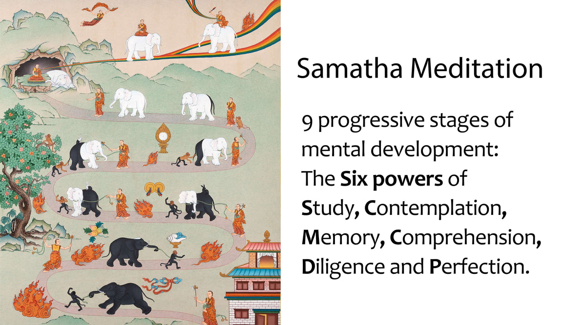 Samatha Meditation Thangka | Nine Stages of Samatha Practice ...