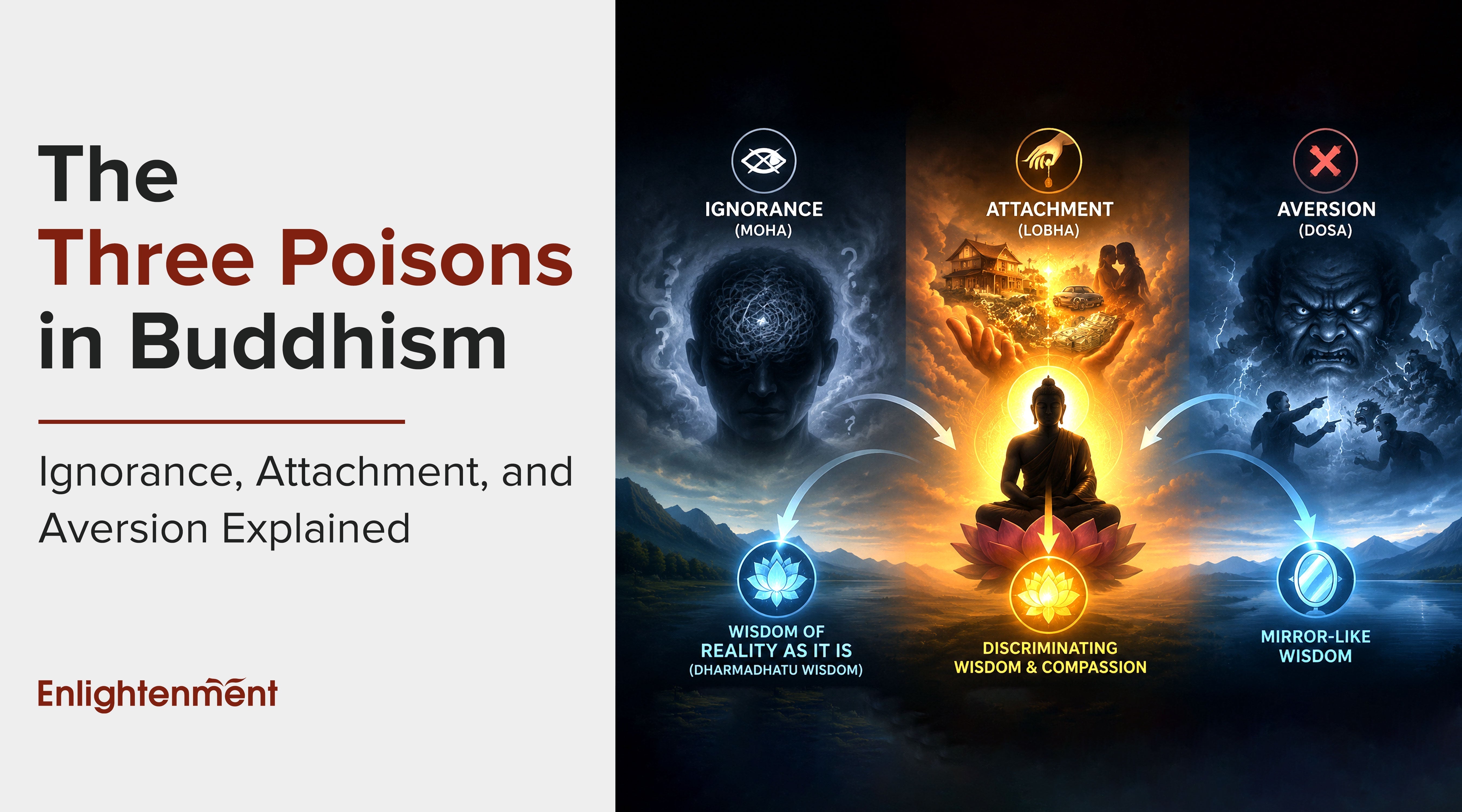 The Three Poisons in Buddhism: Ignorance, Attachment, and Aversion Explained