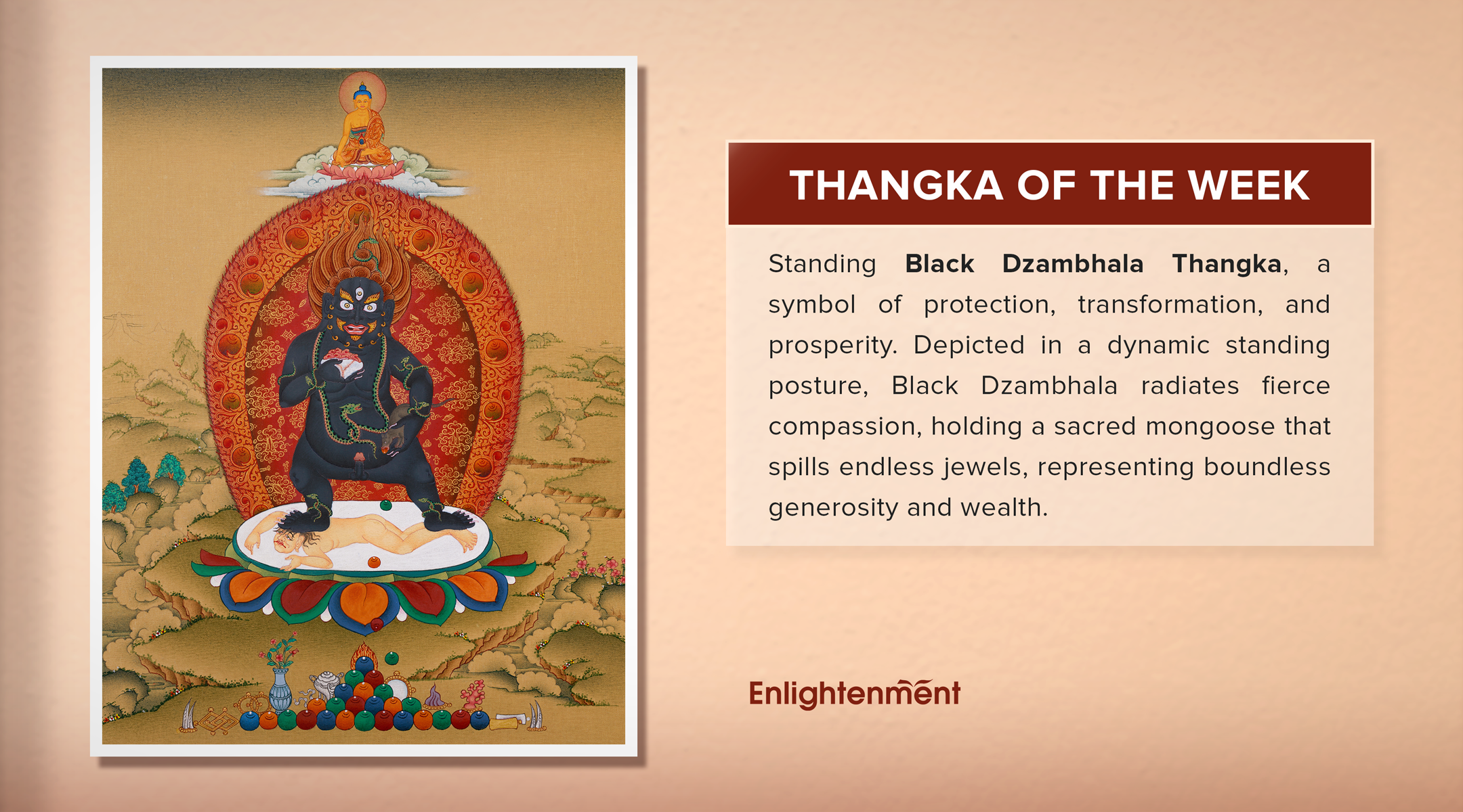 Explore the Meaning of the Standing Black Dzambhala Thangka | Buddhist Art for Abundance