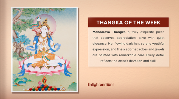 The Divine Wisdom of Mandarava: Exploring the Spiritual and Artistic Essence of a Sacred Thangka
