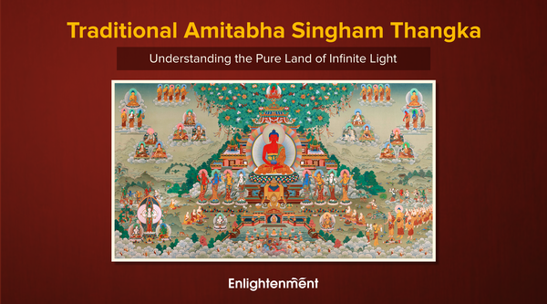 Traditional Amitabha Singham Thangka: Understanding the Pure Land of Infinite Light
