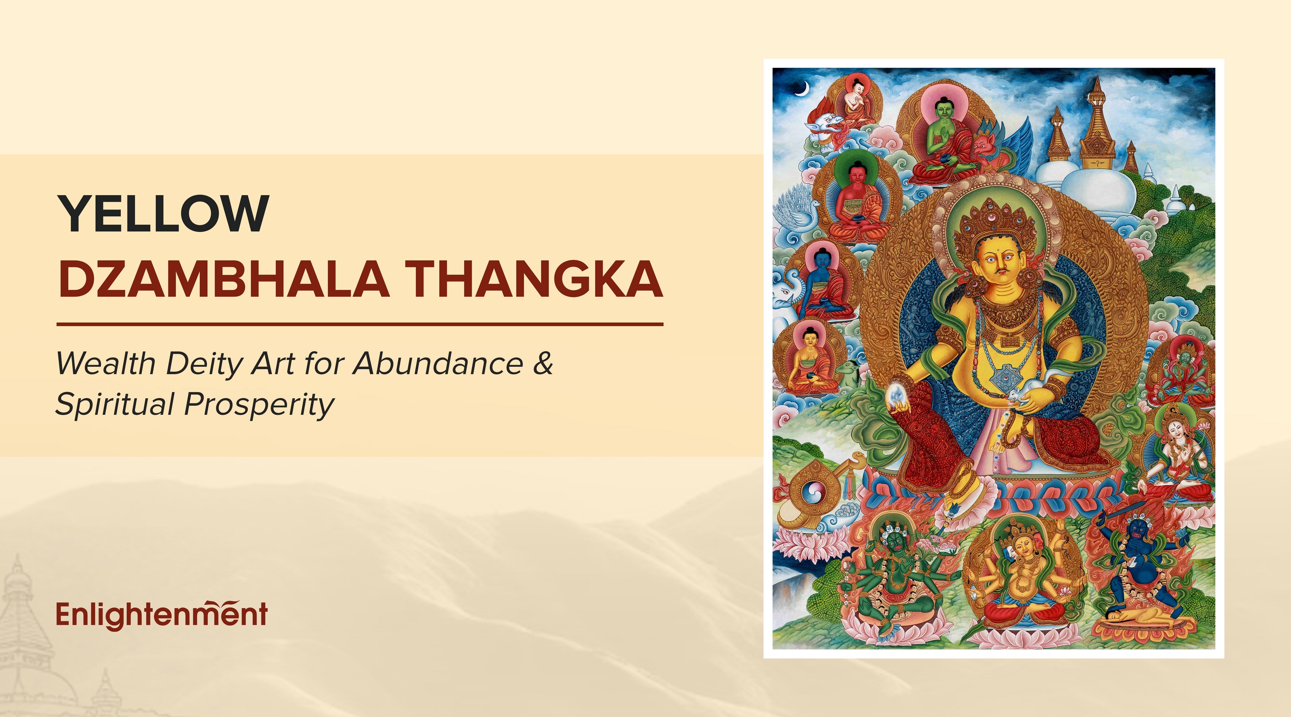 Yellow Dzambhala Thangka: Wealth Deity Art for Abundance and Spiritual Prosperity