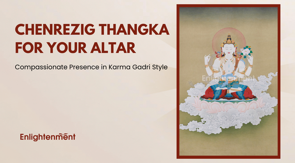 Chenrezig Thangka for Your Altar: Compassionate Presence in Karma Gadri Style