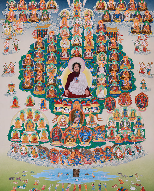 Chogyal Rinpoche in Refuge Tree Thangka: Exclusively Made
