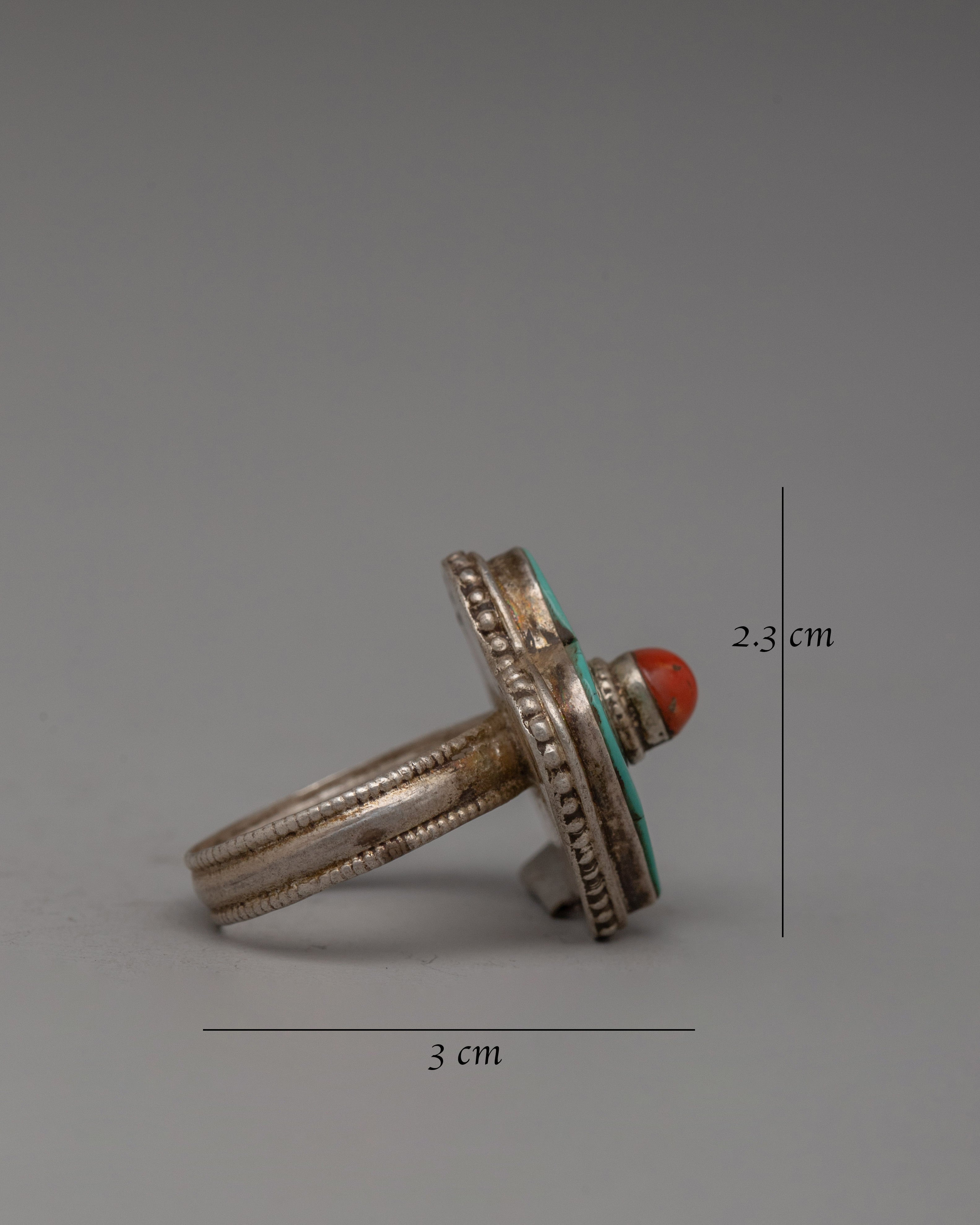 Silver Coral and Turquoise Ring | Unique Artisan Jewelry