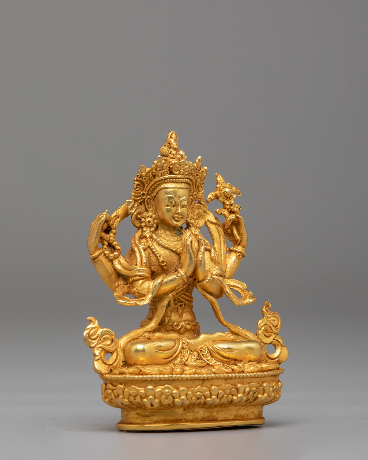 Sacred Chenrezig Buddhist Statue | Copper Altar Figurine