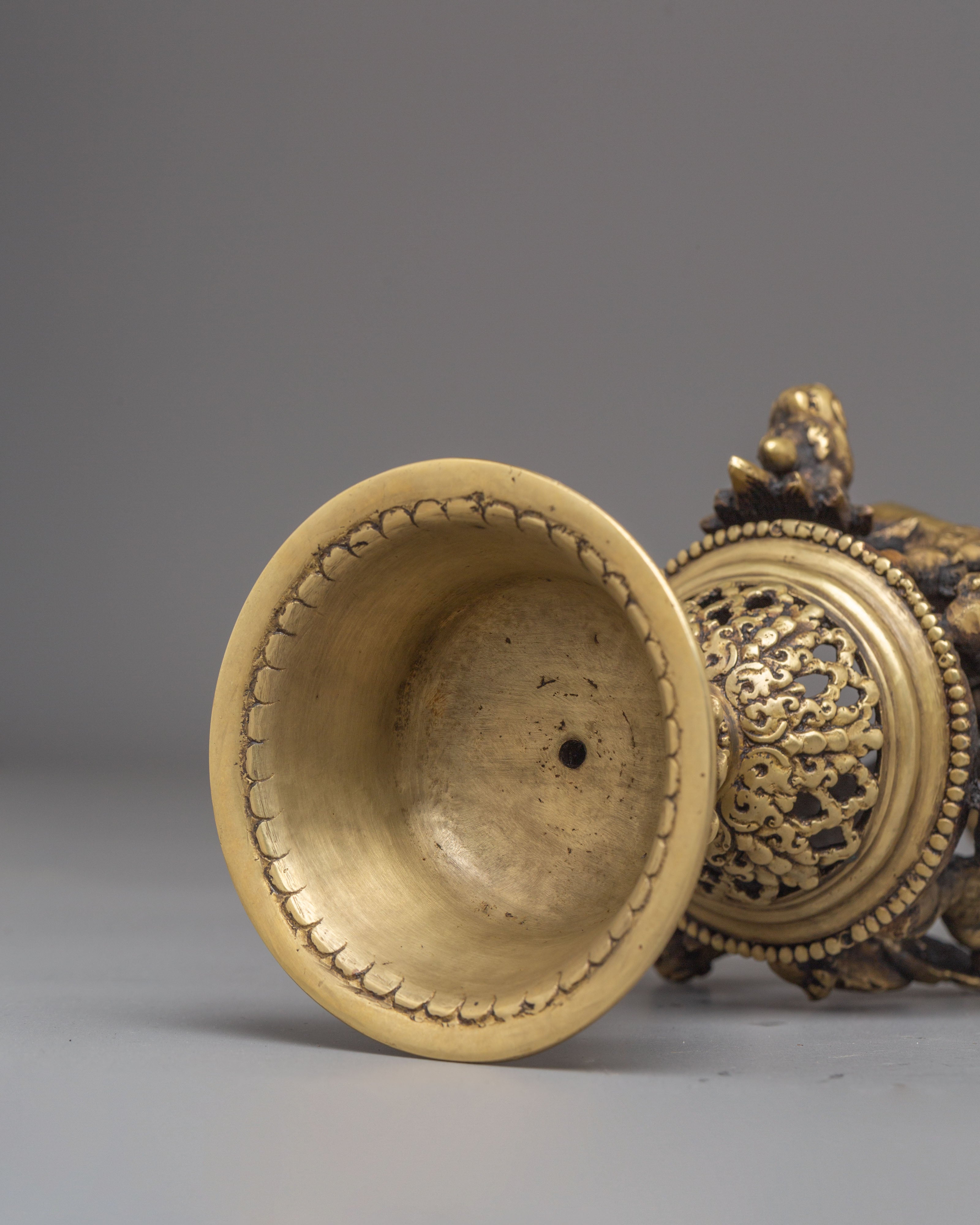 Handcrafted Brass Oil Lamp Set for Offering | Tibetan Ritual Lamps