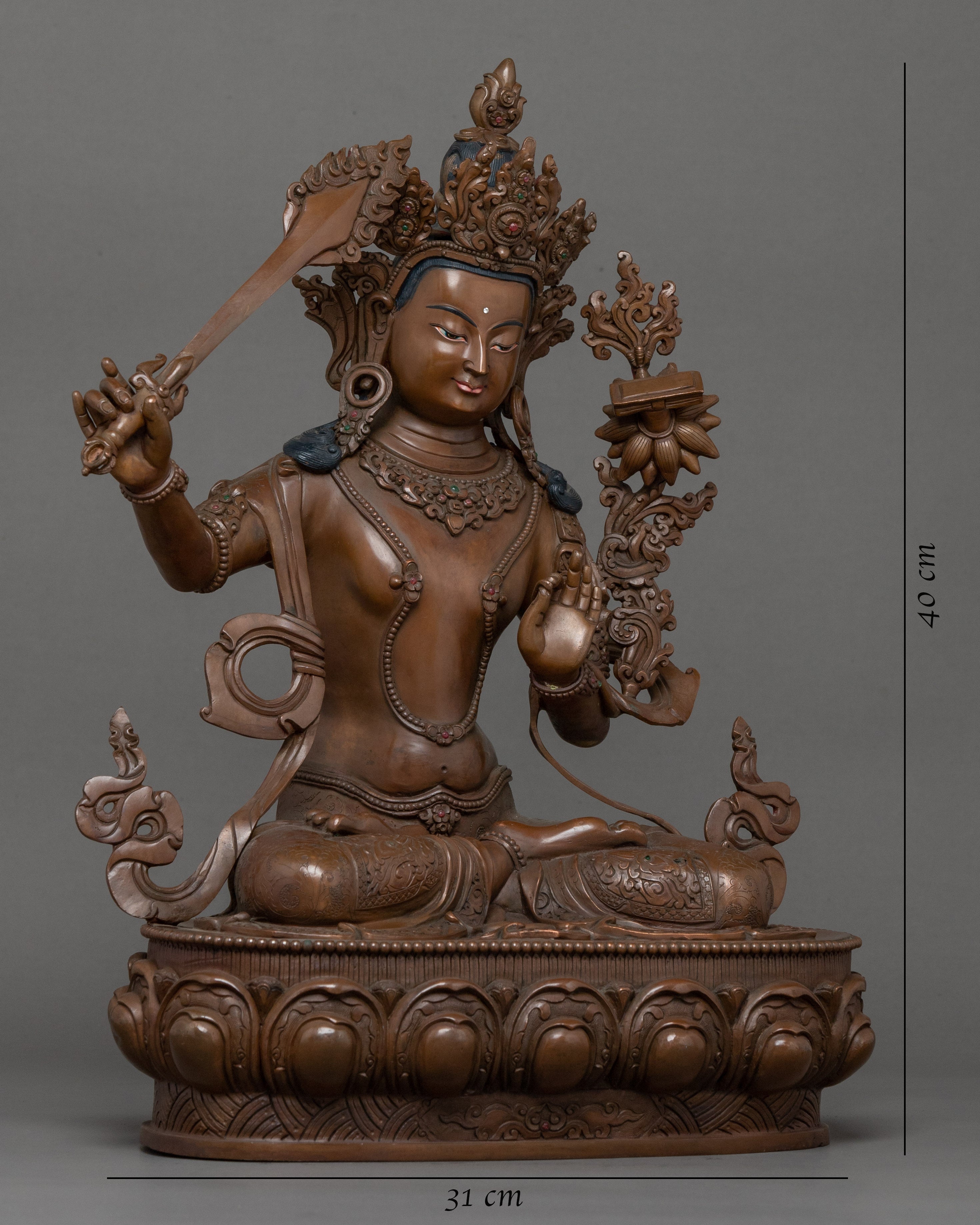 Manjushri Buddha Sculpture | Hand-Carved Bodhisattva Artwork