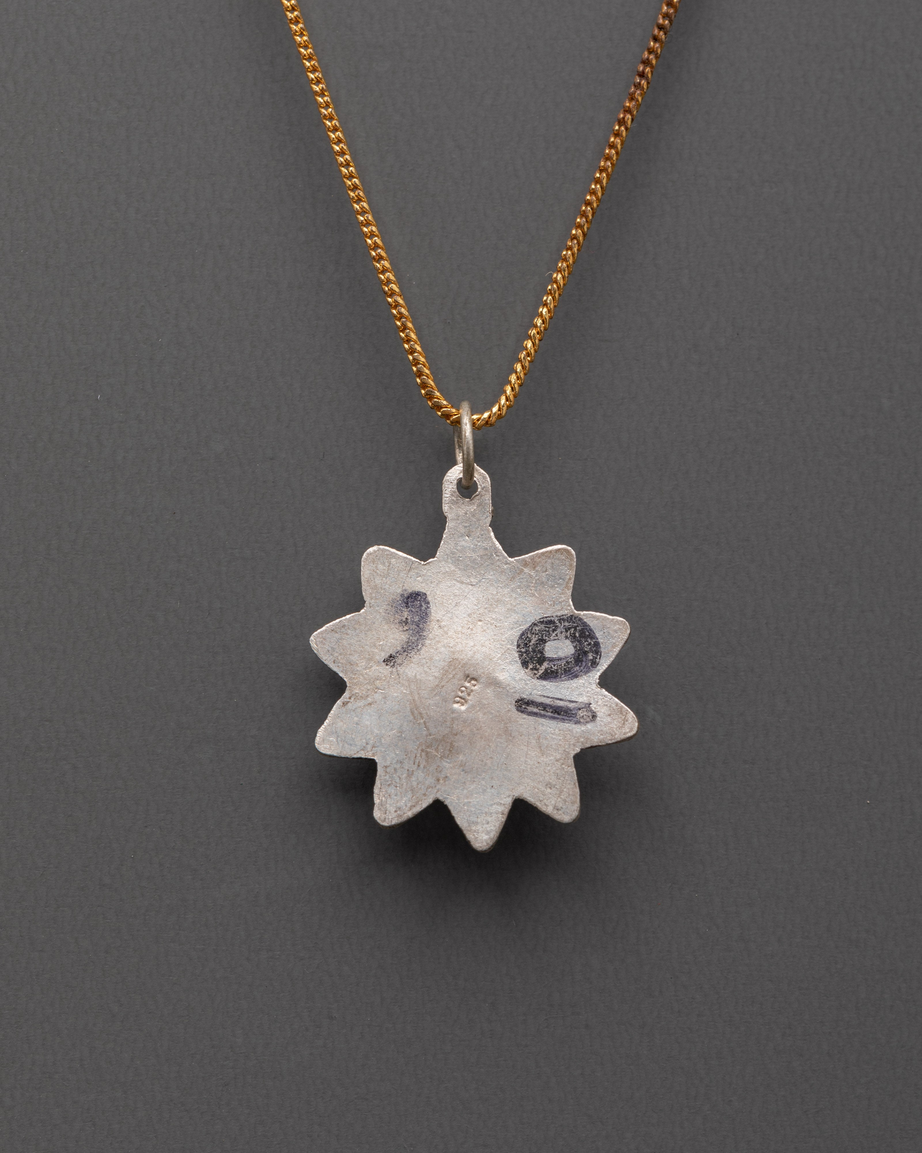 Handcrafted Tibetan Pendant | Sterling Silver Necklace with Coral and Turquoise Inlay