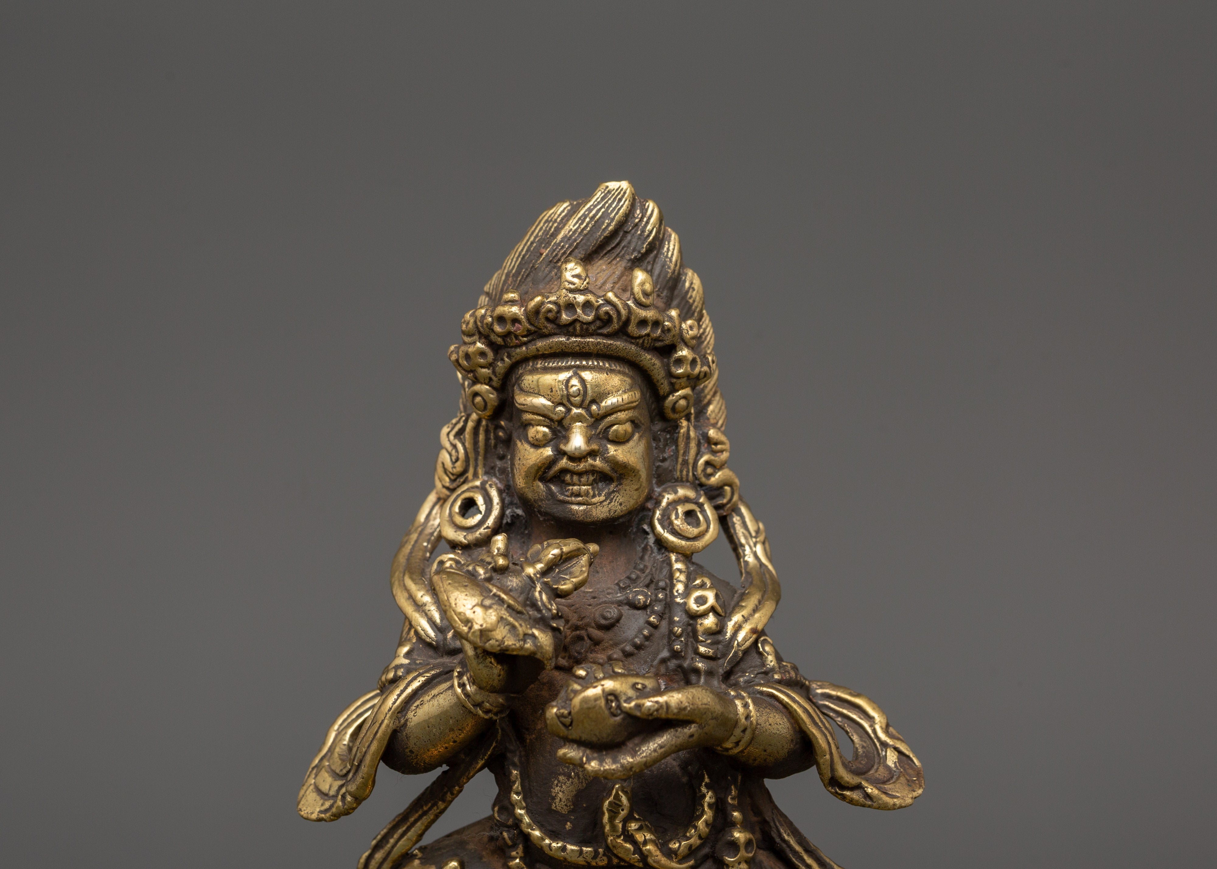 Handcrafted Brass Mahakala Bernagchen Statue | Buddhist Home Decor