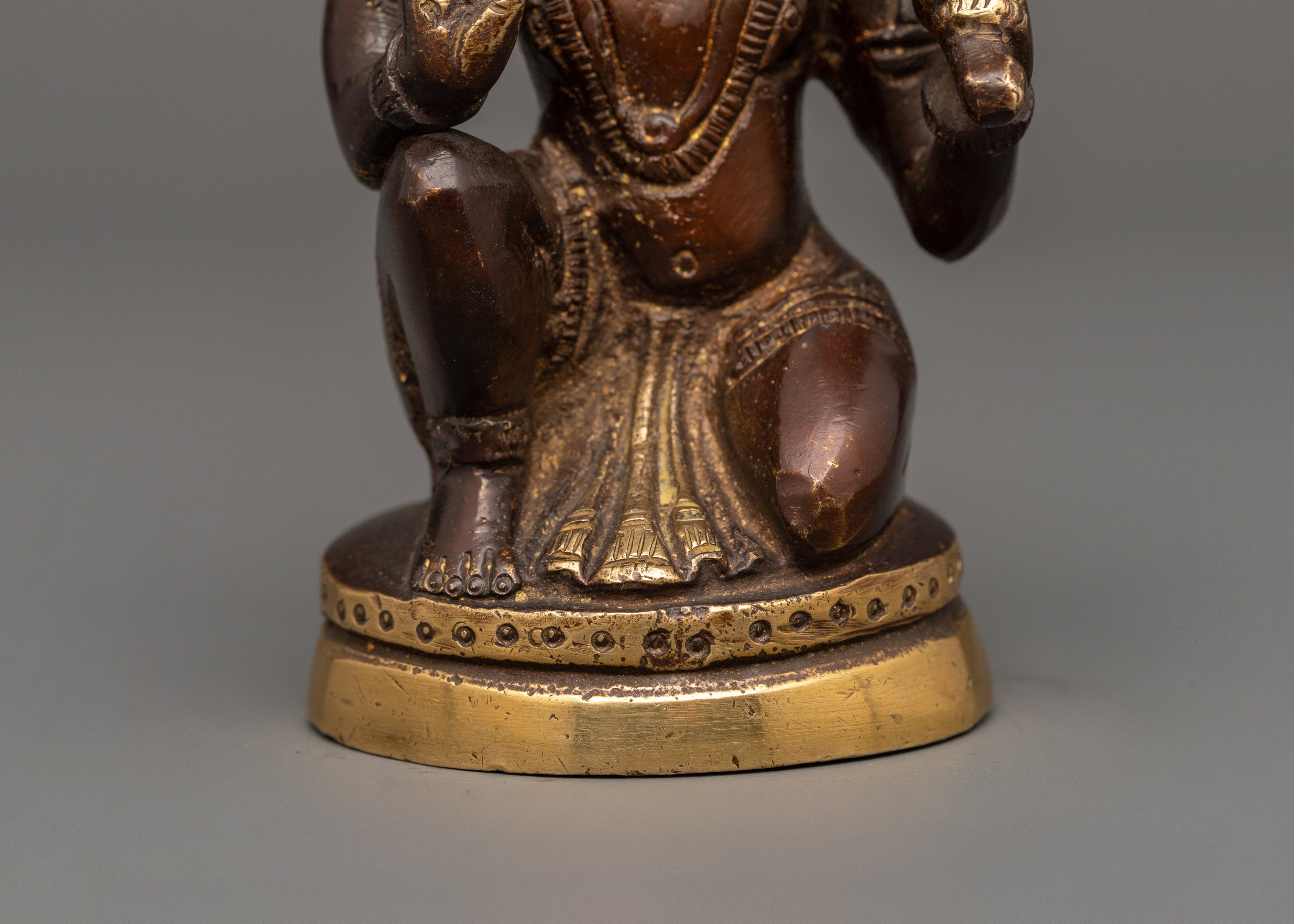 Antique-finish Brass Hanuman Statue | Spiritual Decor