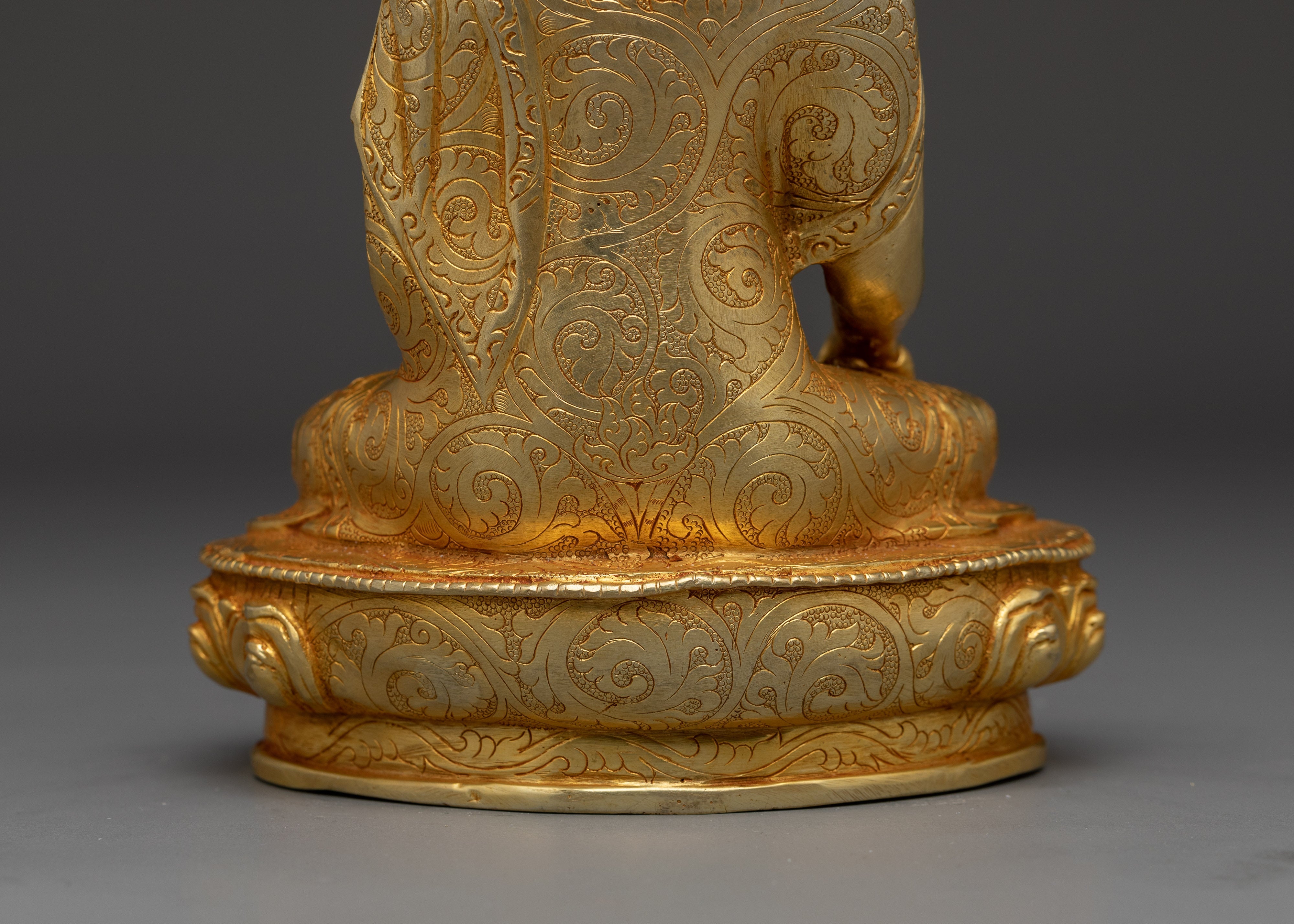 Handmade Shakyamuni Buddha in 24K Gold | Sculpture for Meditation and Shrine