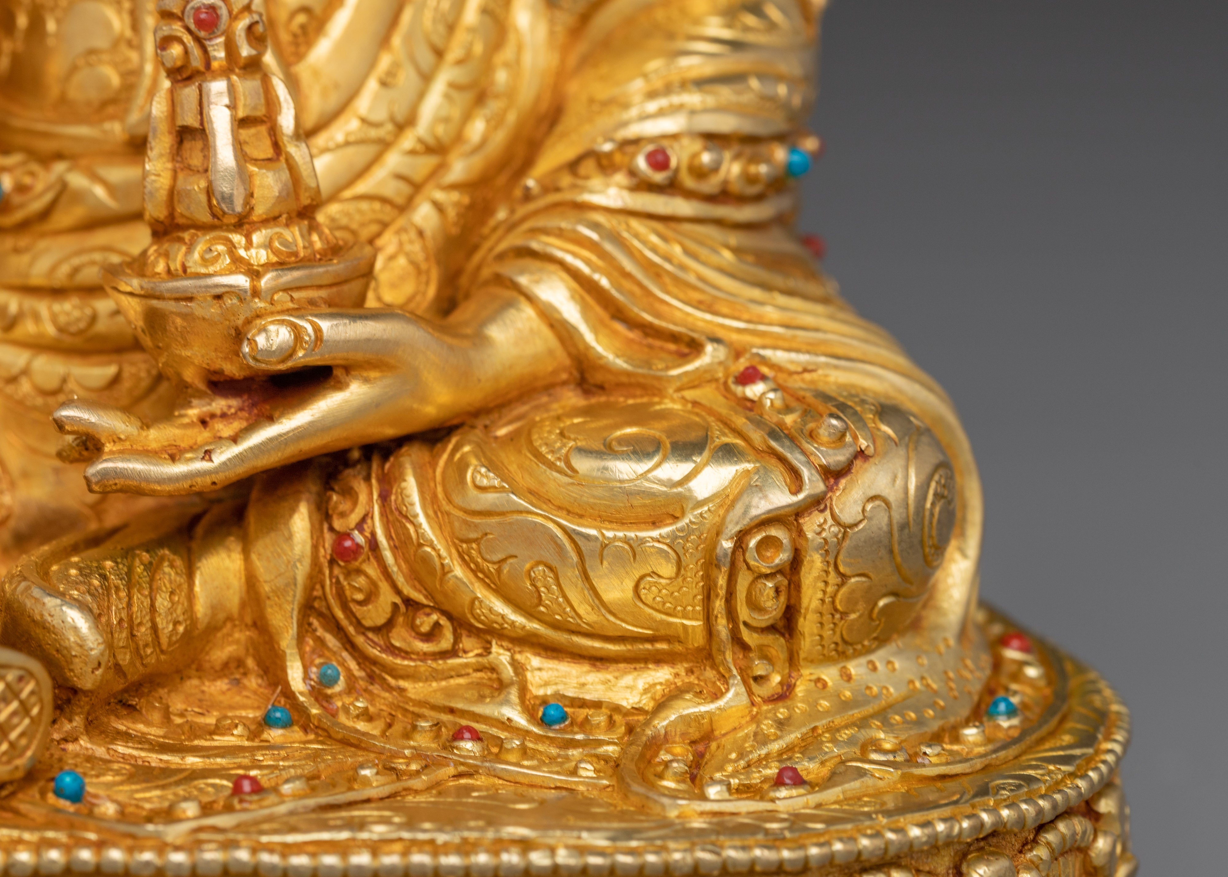 Buddhist Master Padmasambhava Statue | Handcrafted Gold Plated Guru Rinpoche Figure