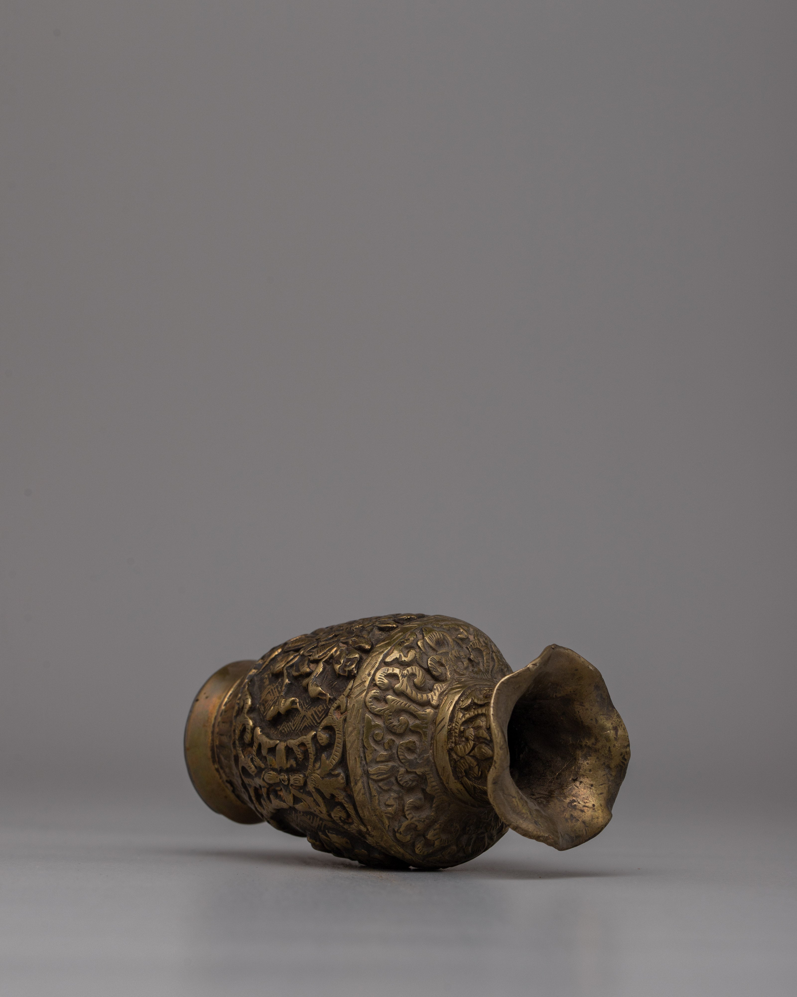 Handcarved  Tibetan Flower Vase | Artistic Decor Piece for Modern and Traditional Spaces