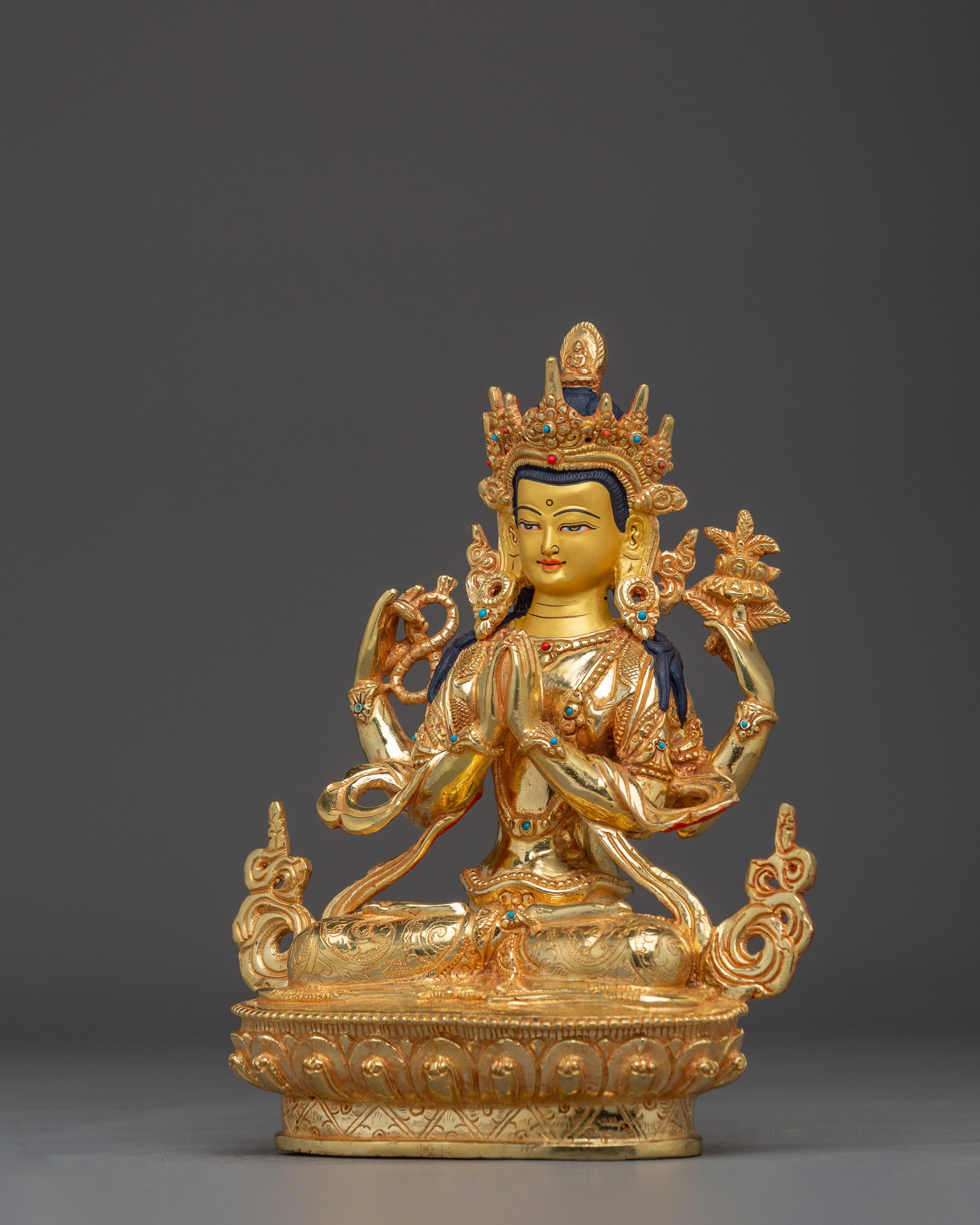 Golden Statue of Chenrezig | Bodhisattva of Supreme Wisdom