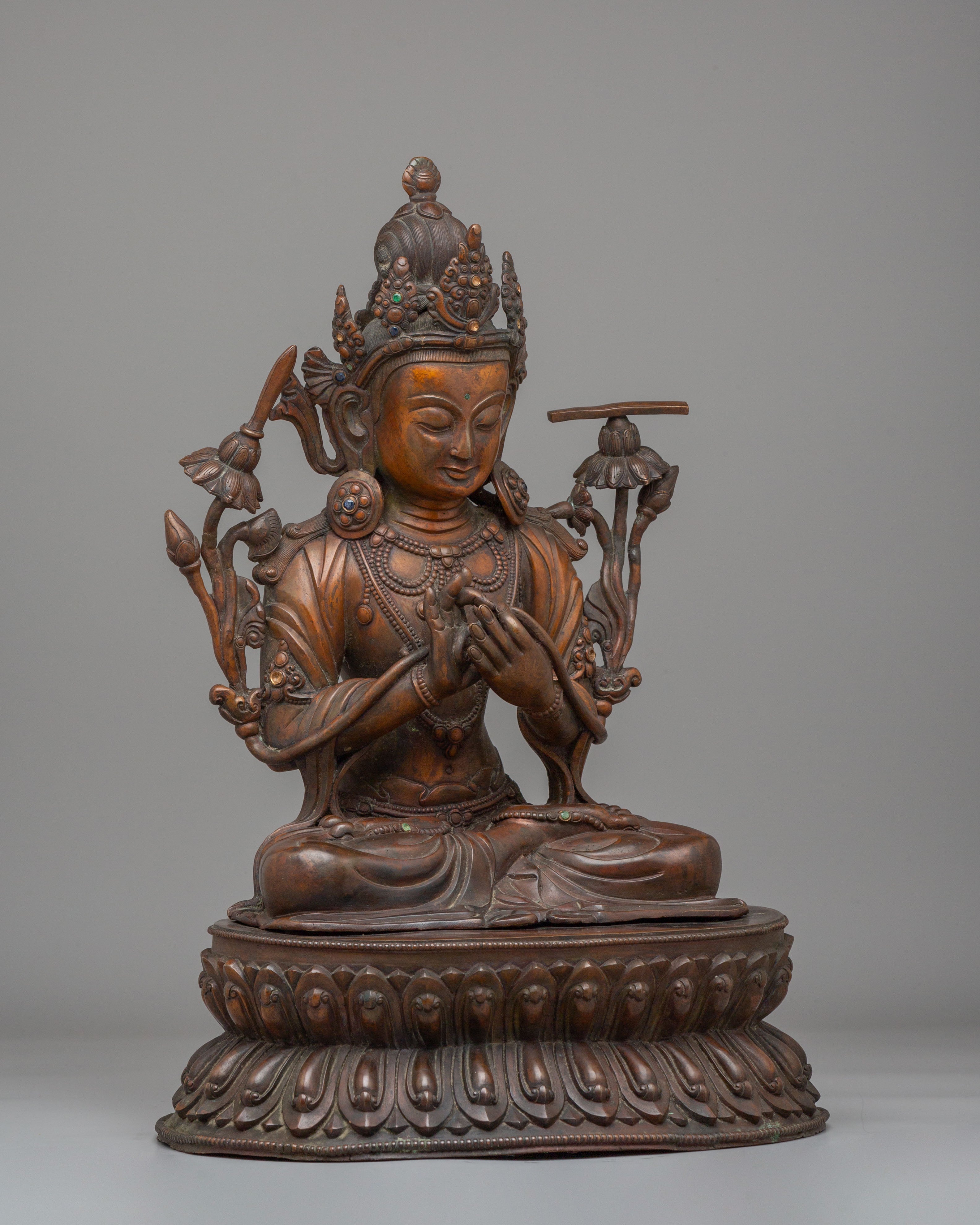 Handcrafted Himalayan Tikshna Manjushri Sculpture | Spiritual Home Decor