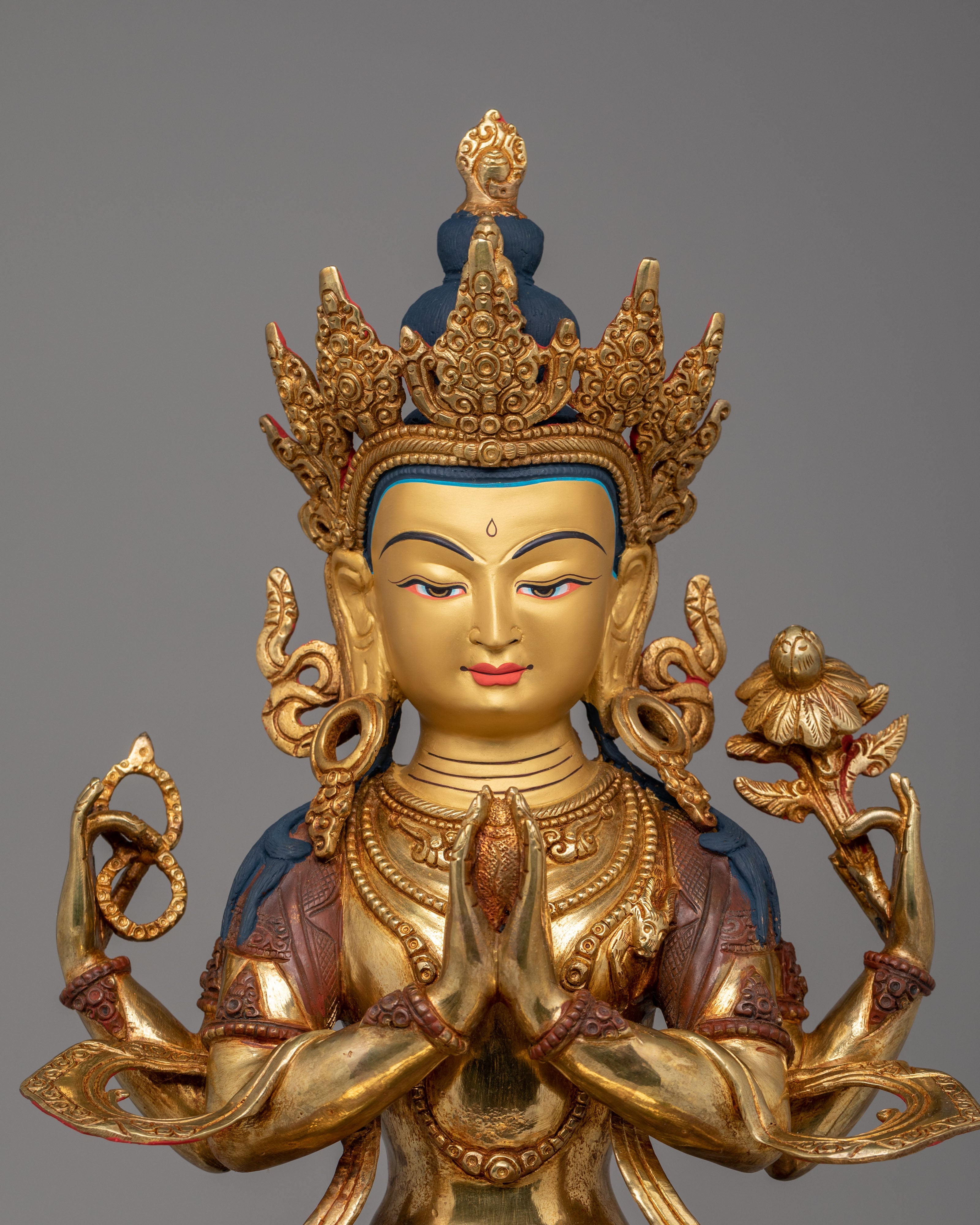 Traditional Himalayan Chenrezig Figurine | Tibetan Spiritual Art
