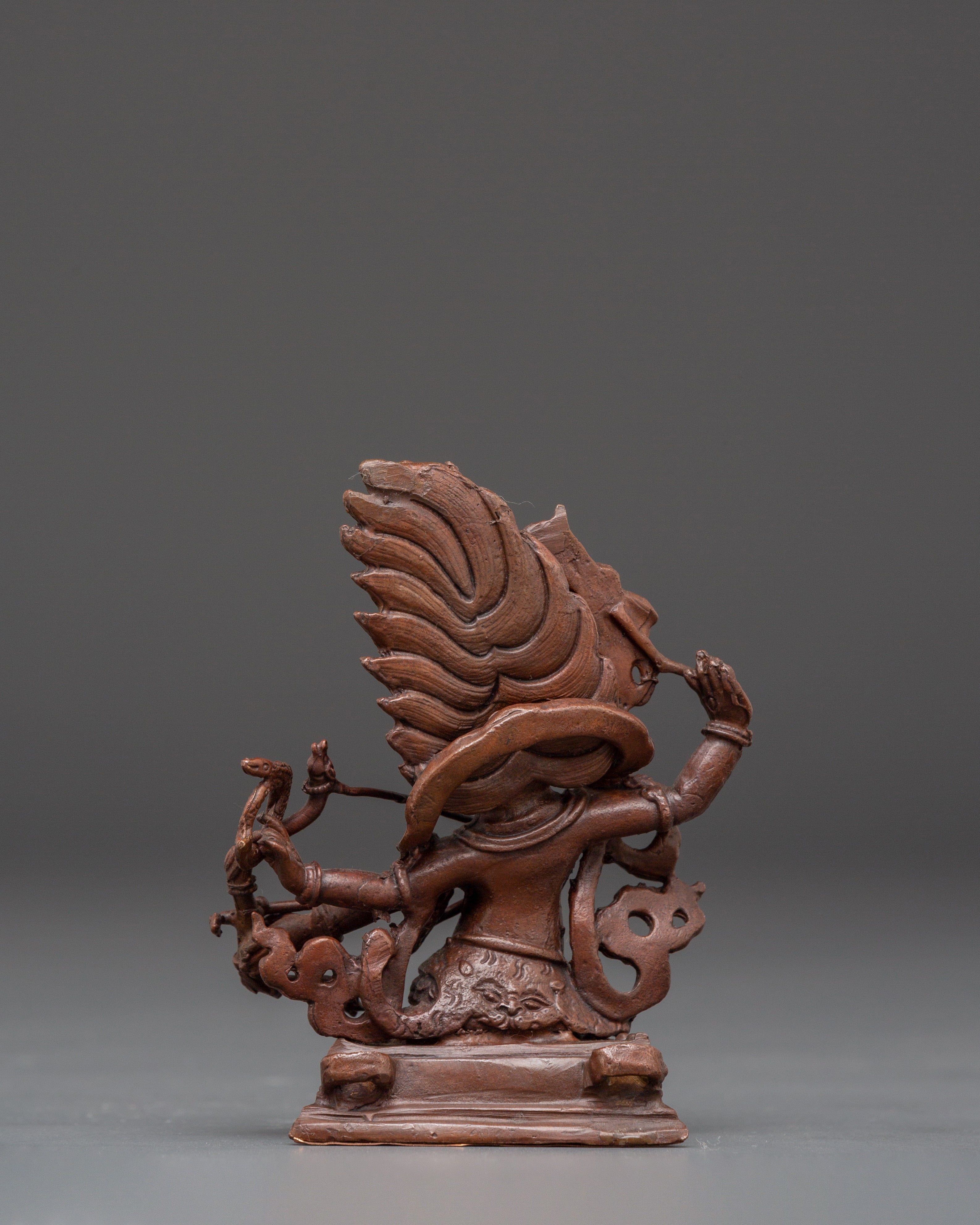 Sacred Dharma Protector Rahula Statue | Oxidized Copper Buddhist Deity Sculpture
