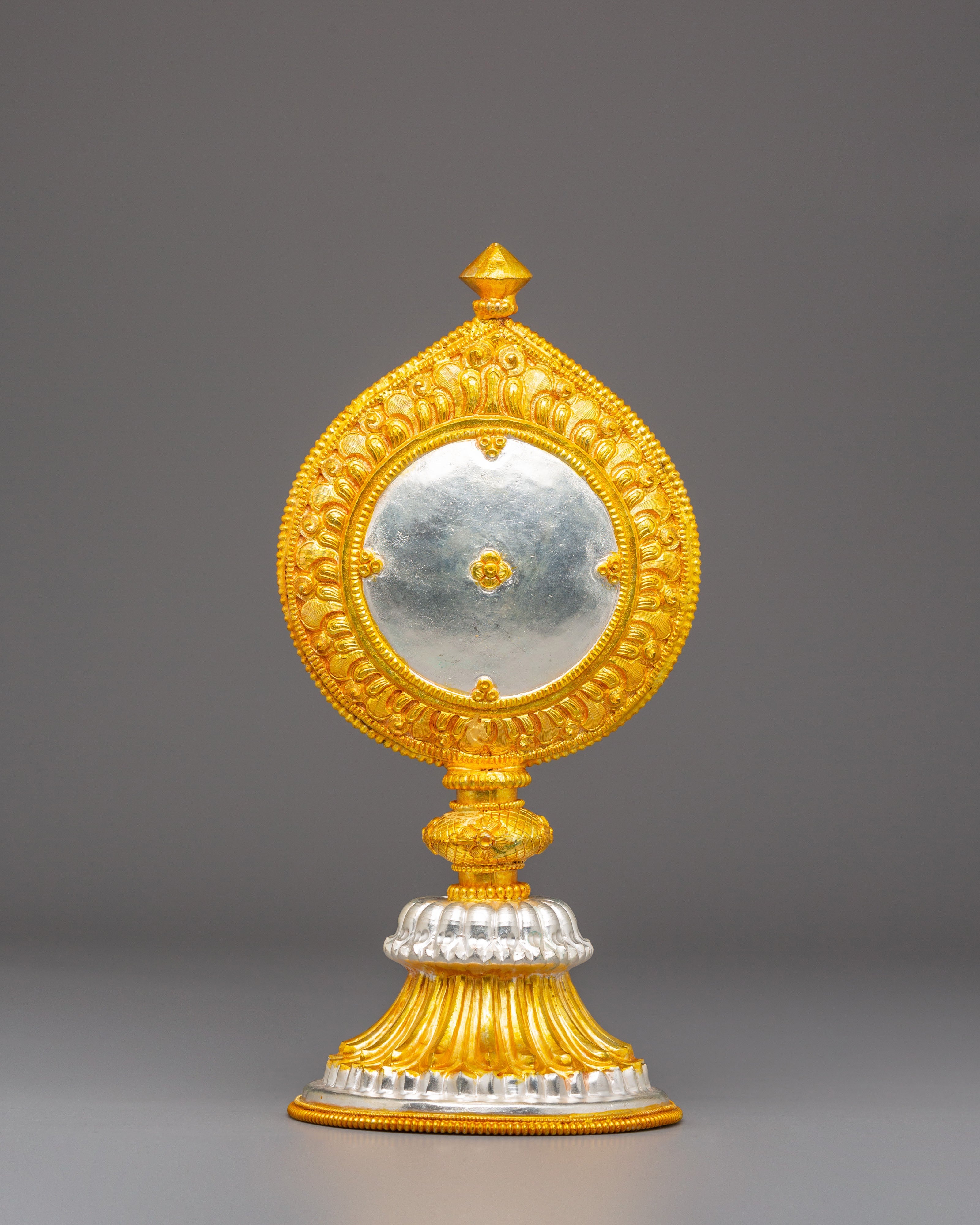 Sacred Golden Spiritual Mirror | Tibetan Ritual Mirror