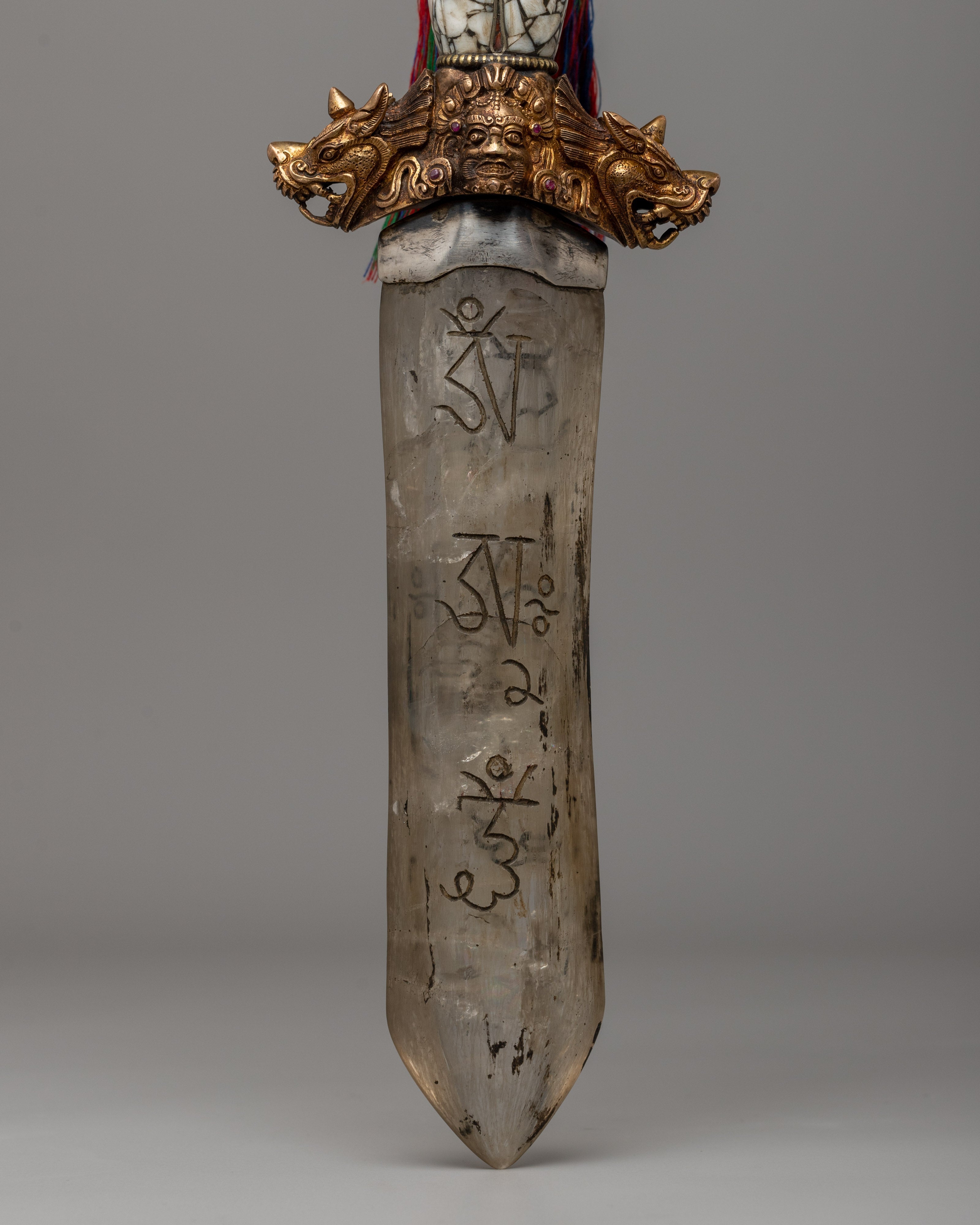 Tibetan Phurba Dagger with Crystal Blade | Sacred Ritual Artifact