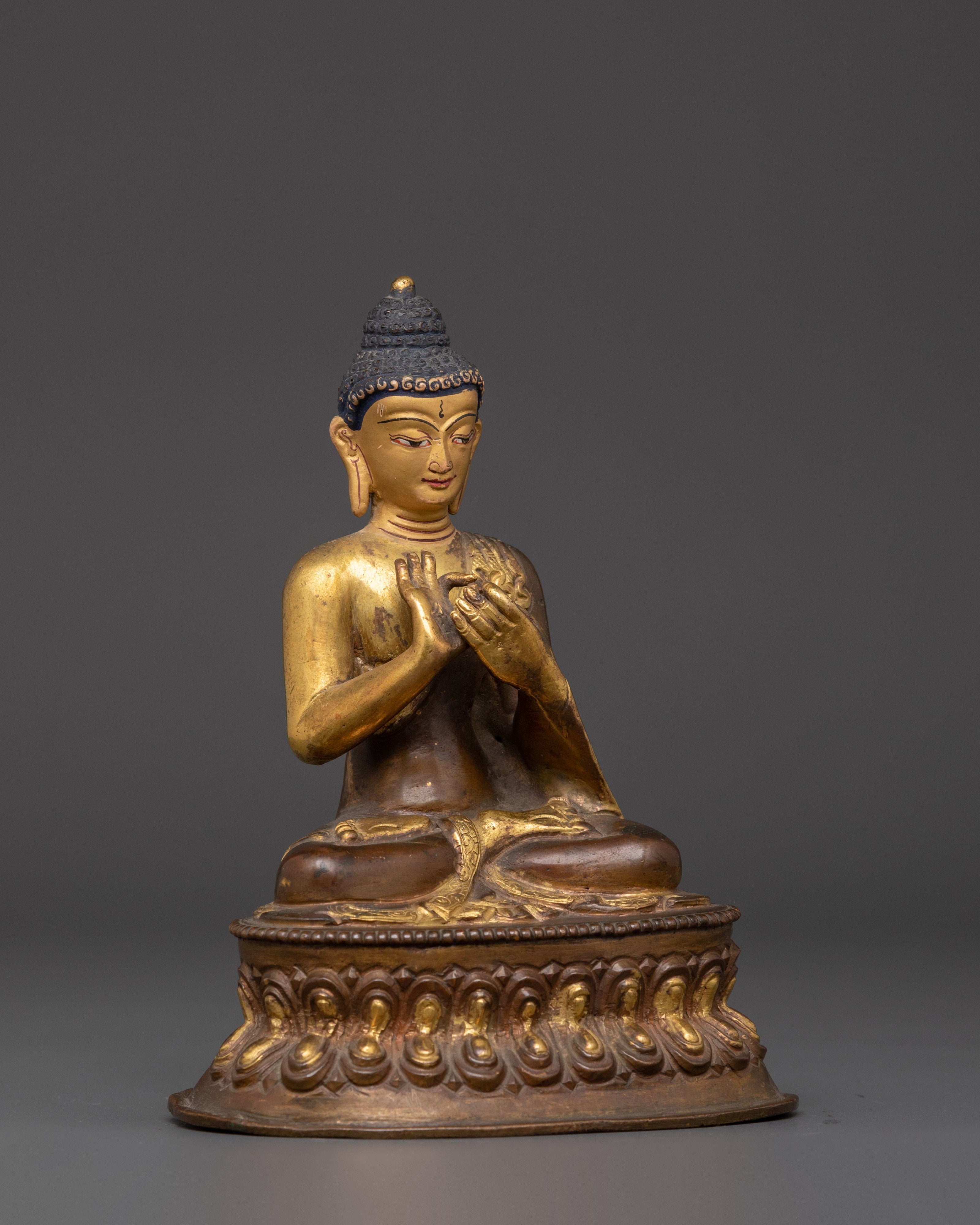 Handcrafted Vairocana Statue | Oxidized Copper & Gold Plated Buddhist Deity Sculpture