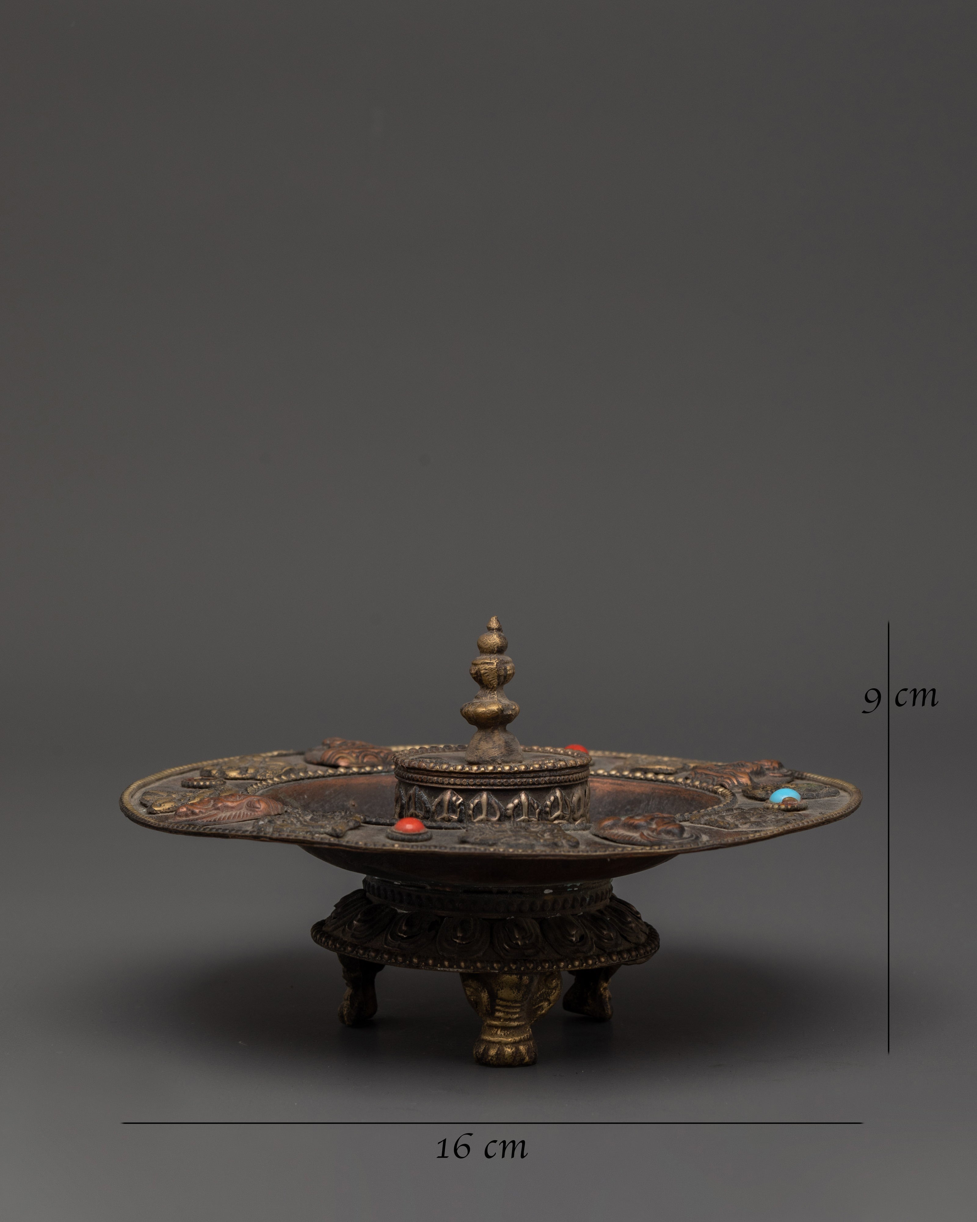 Handcrafted Tibetan Copper Brass Incense Holder | Buddhist Altar Spiritual Decor