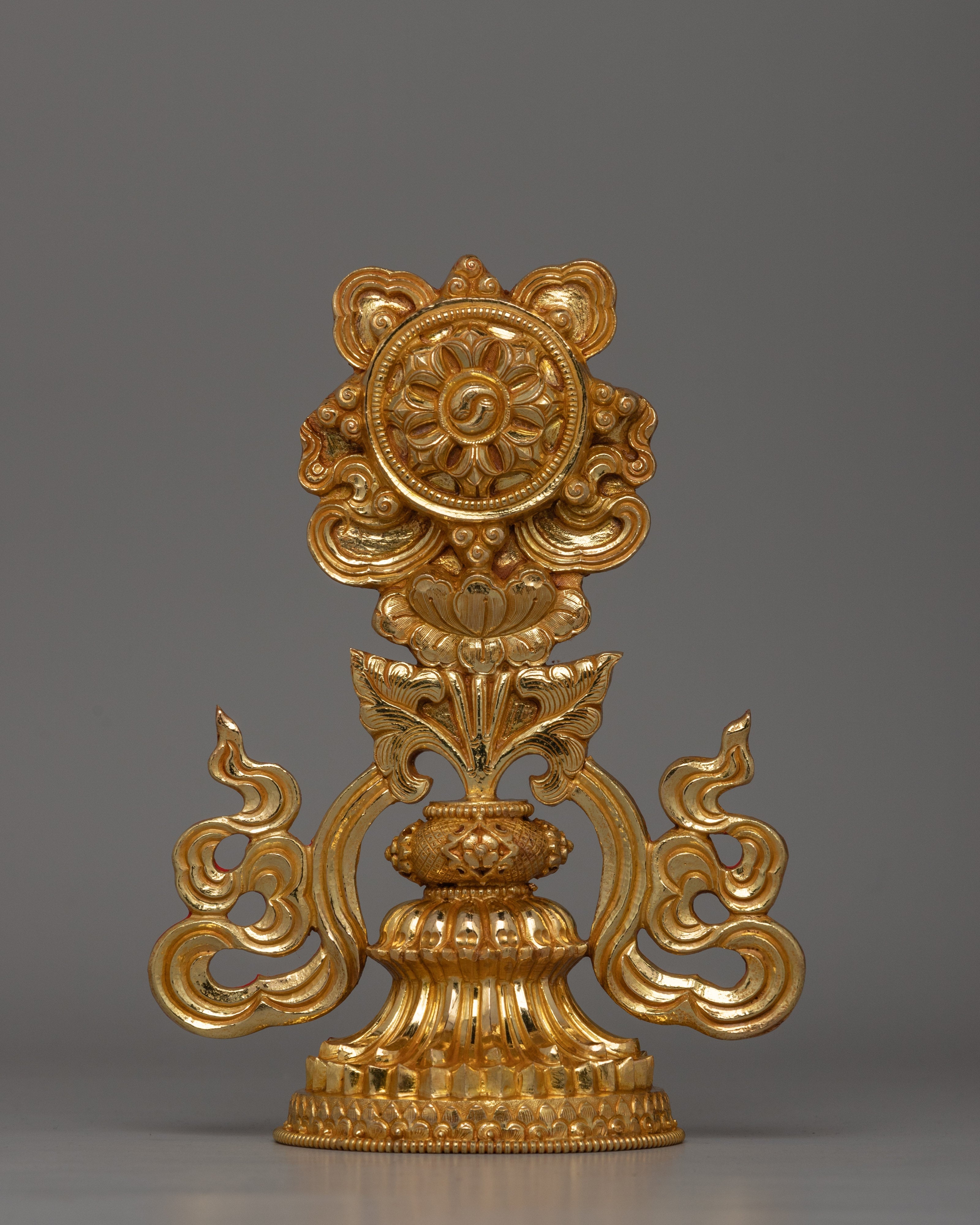 Gold-Plated Auspicious Symbol | Buddhist Rituals and Home Decor