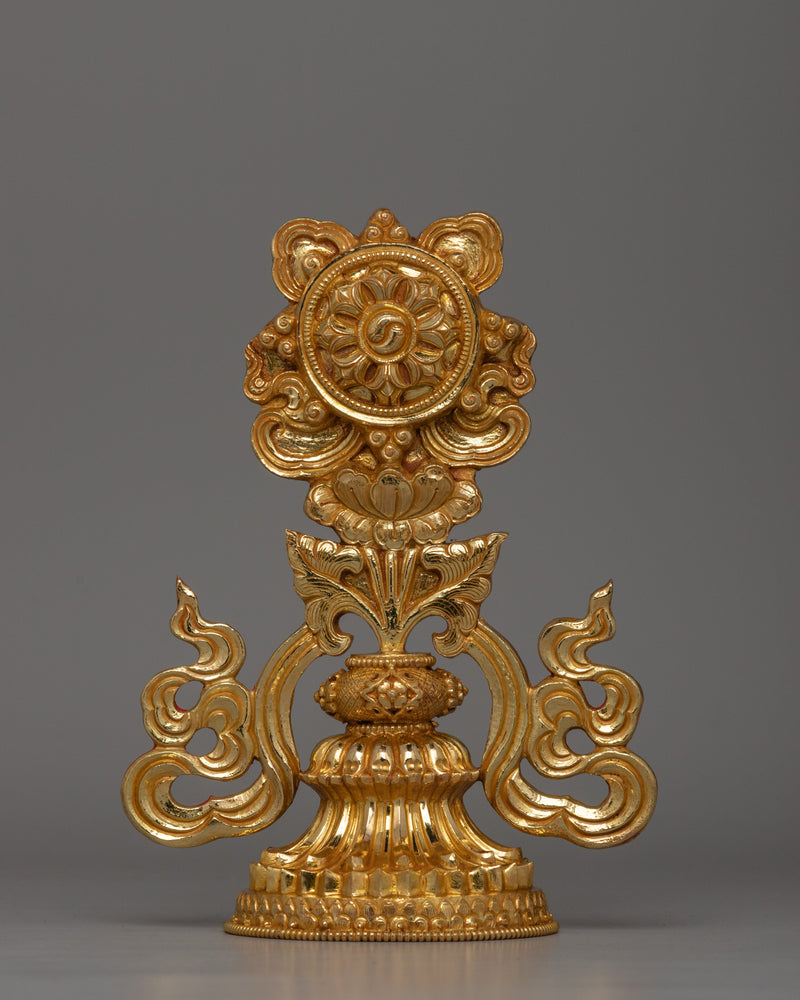 Gold-Plated Auspicious Symbol | Buddhist Rituals and Home Decor