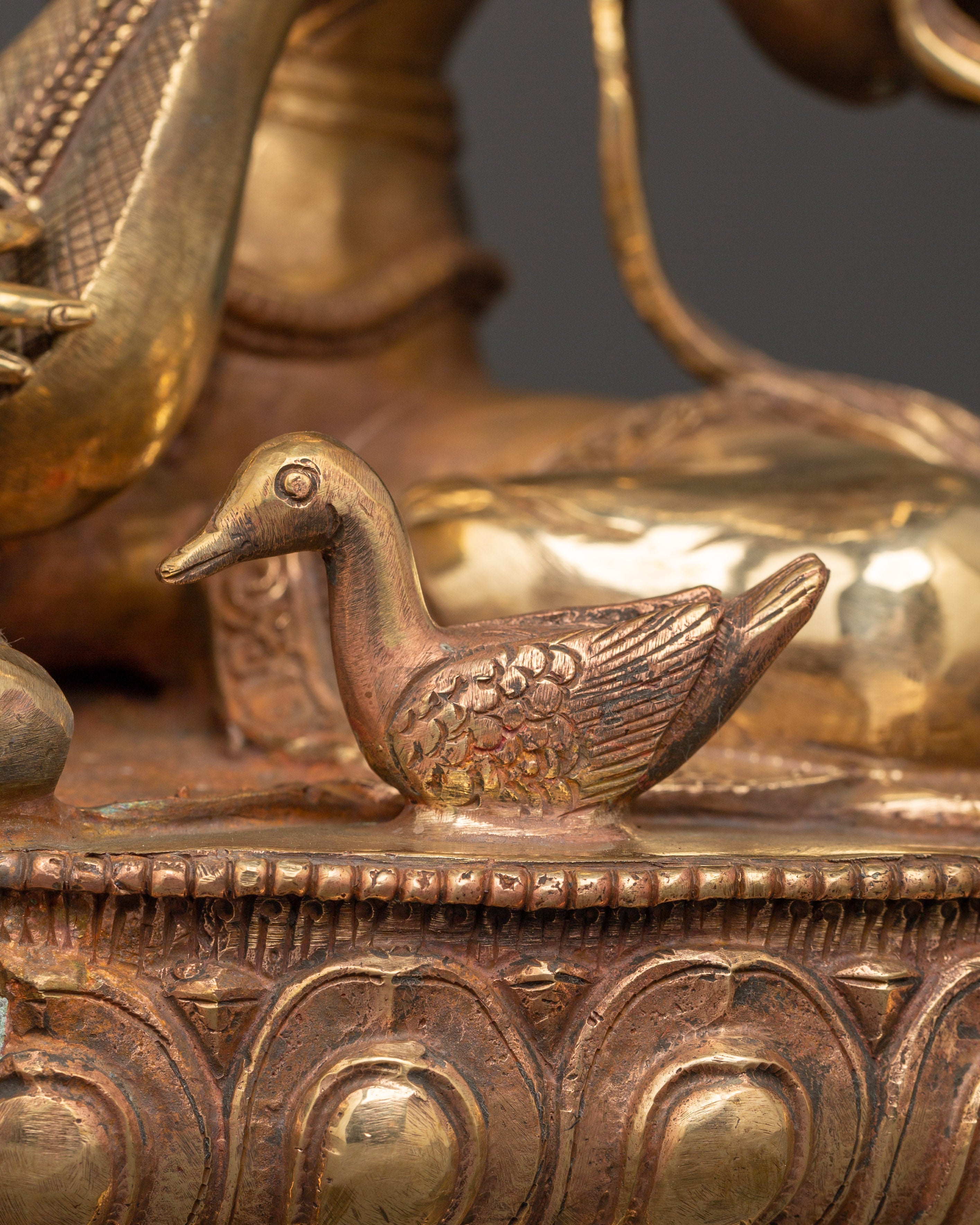 Saraswati Goddess Statue in Copper | Wisdom Deity Sculpture