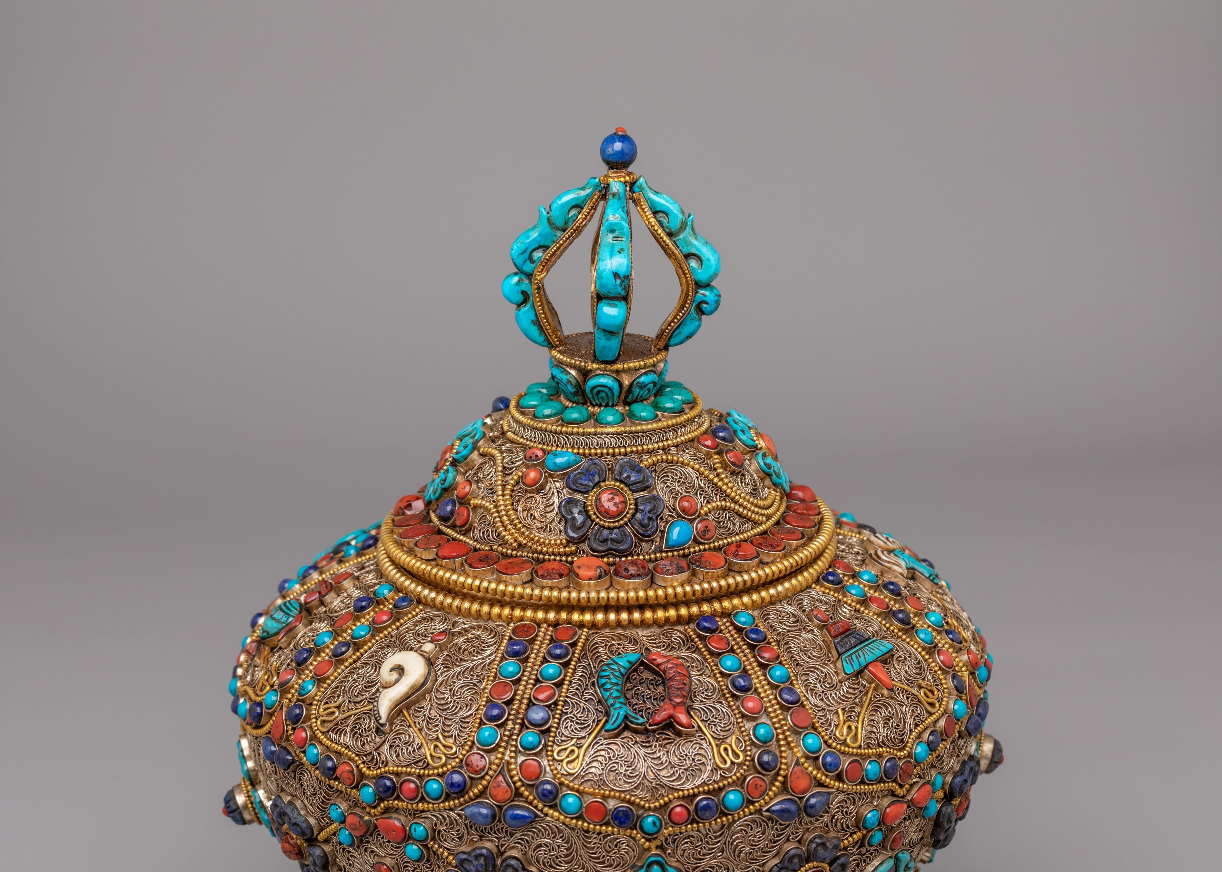 Ceremonial Ritual Rice Pot | Tibetan Ceremonial Offering Vessel