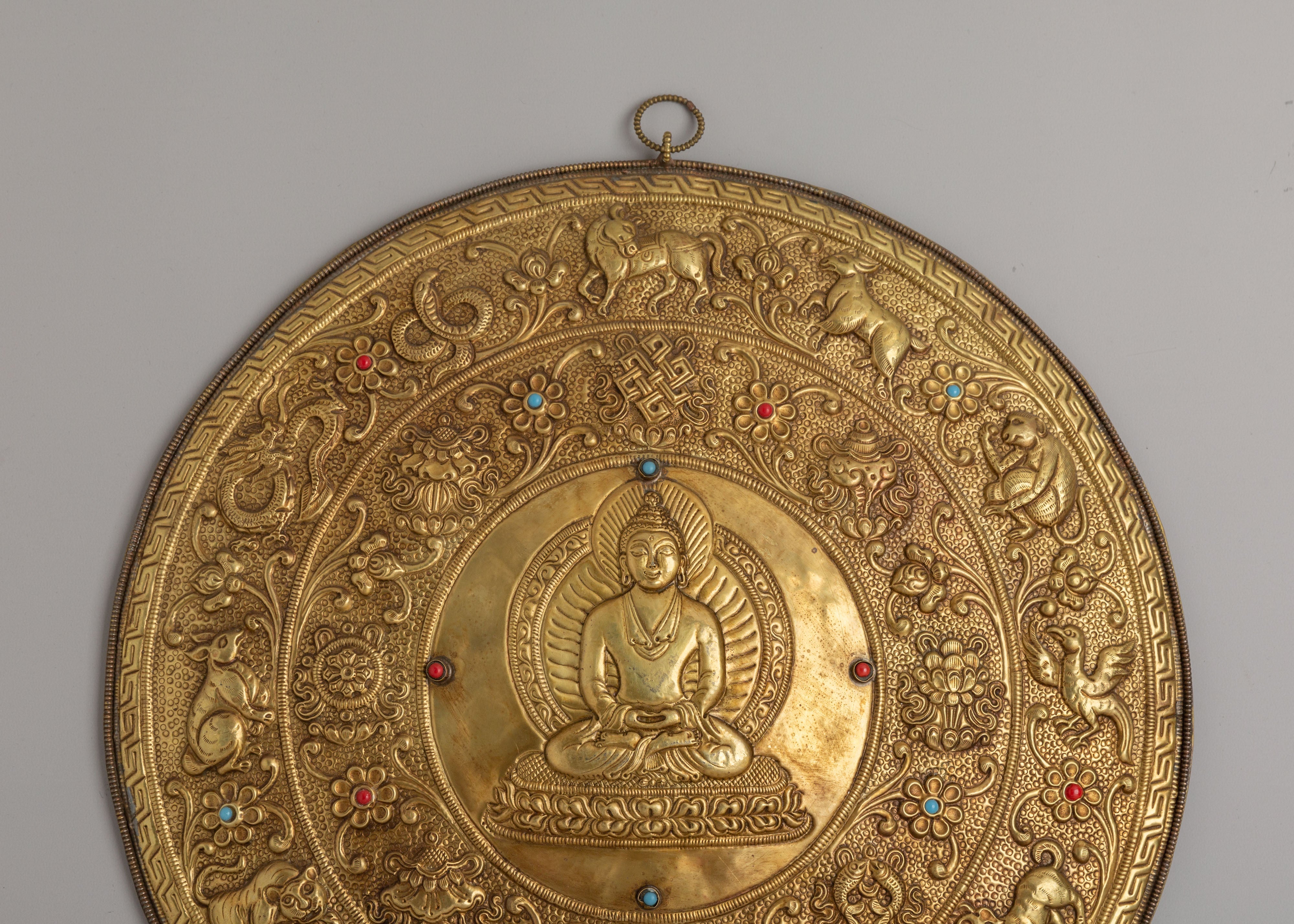 Buddha Mandala Wall Hanging | Handcrafted Copper Mandala with Gemstones