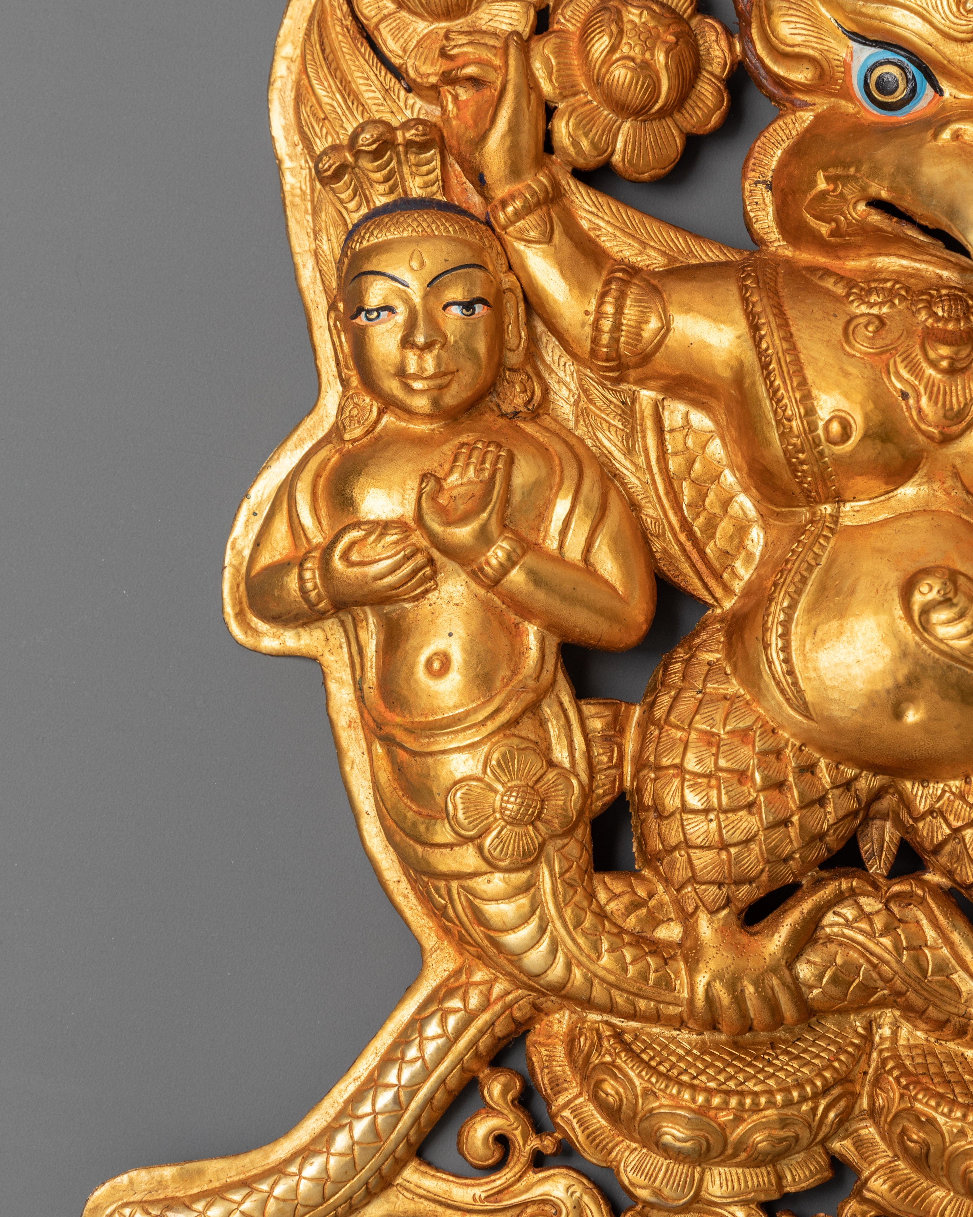 Garuda Gold Plated In Copper Wall Hanging | Sacred Buddhist Decor