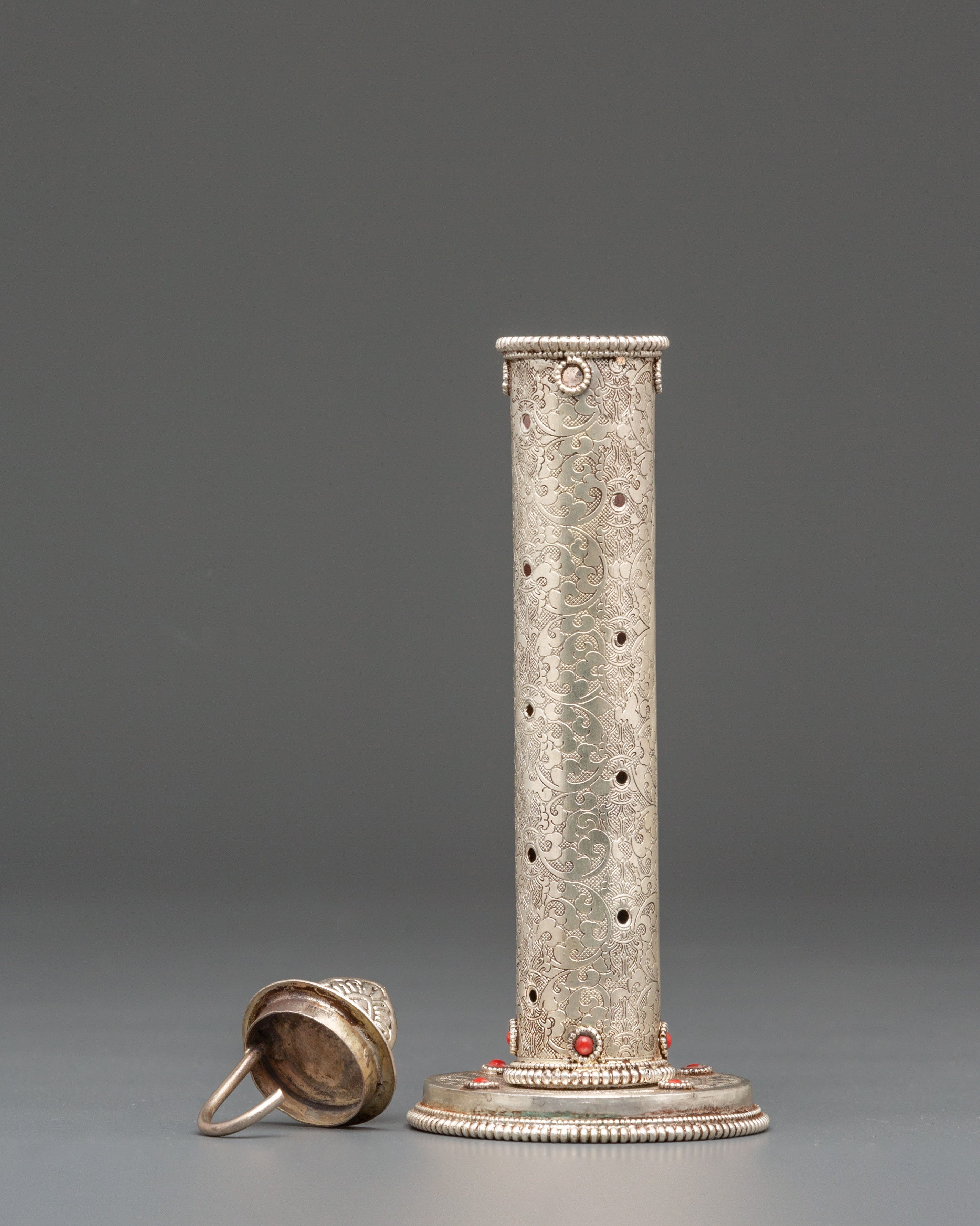 Buddhist Ritual Incense Burner | Tibetan Silver Plated Copper Censer